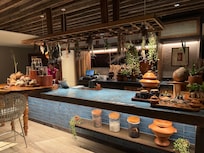 Spa “kitchen” where guests can make their own concoction of locally grown herbs, spices, oils to use for their massage