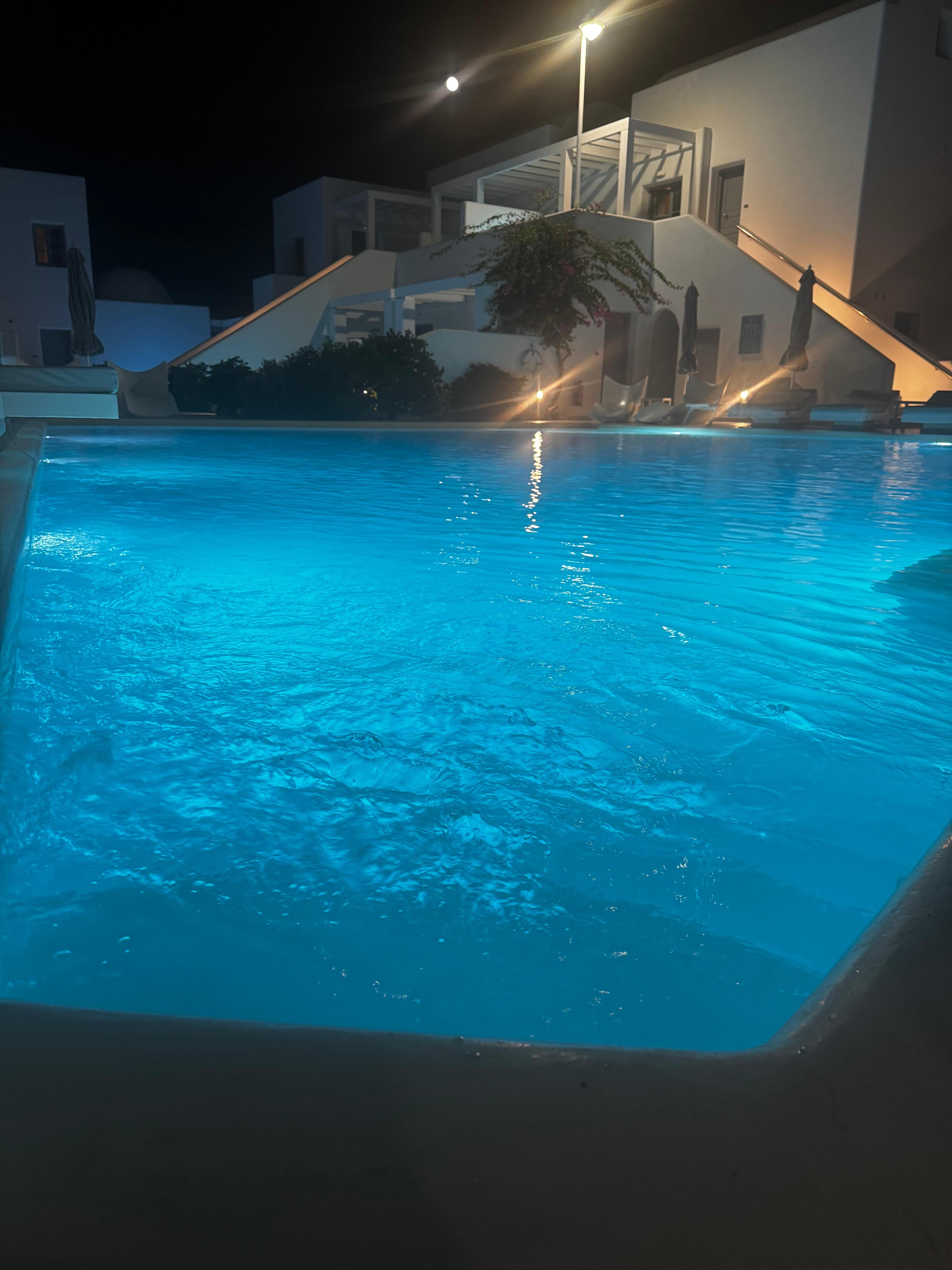 Night time pool view
