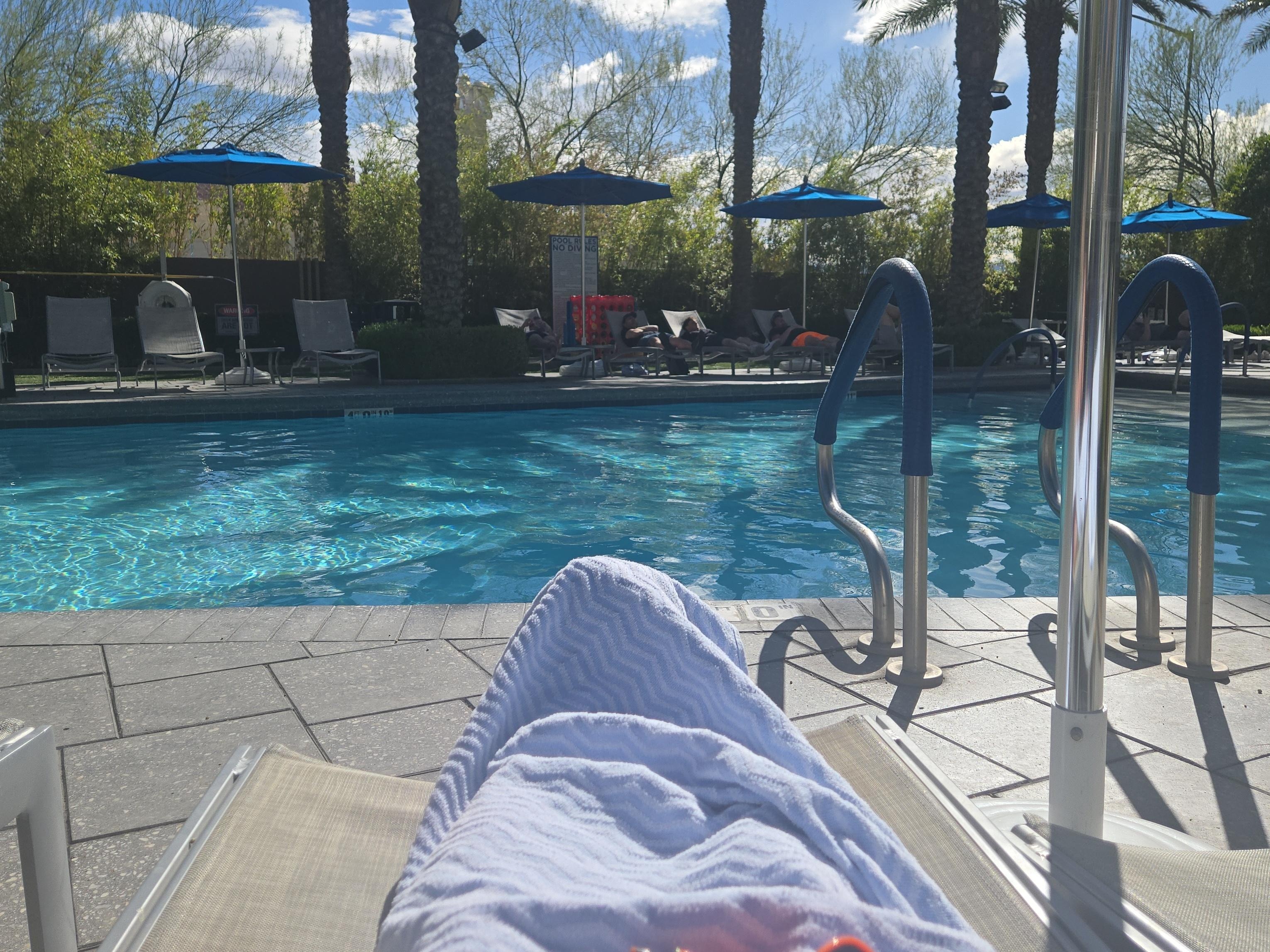 Relaxing by the pool