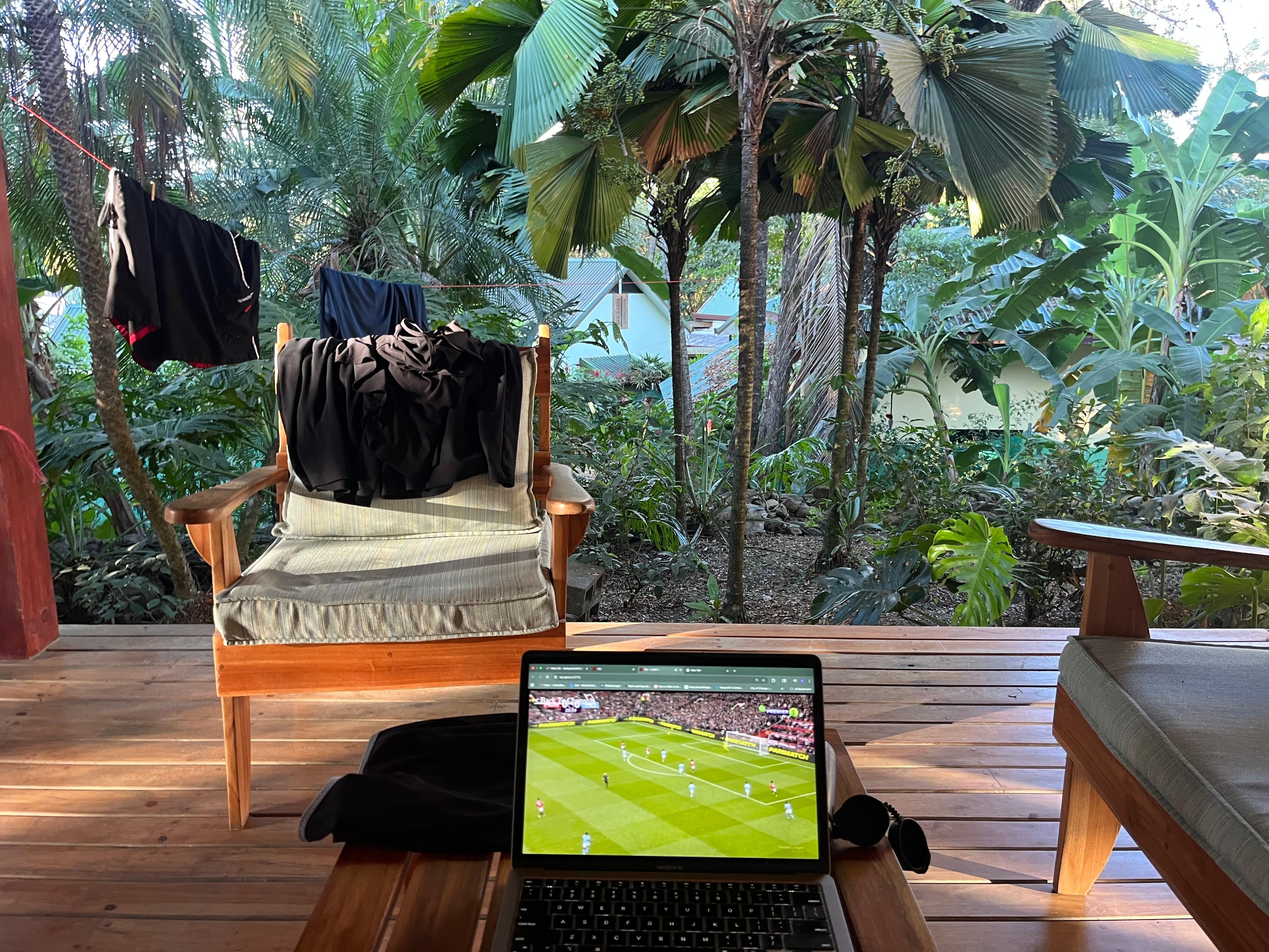 Watching Manchester United beat Manchester City from paradise!