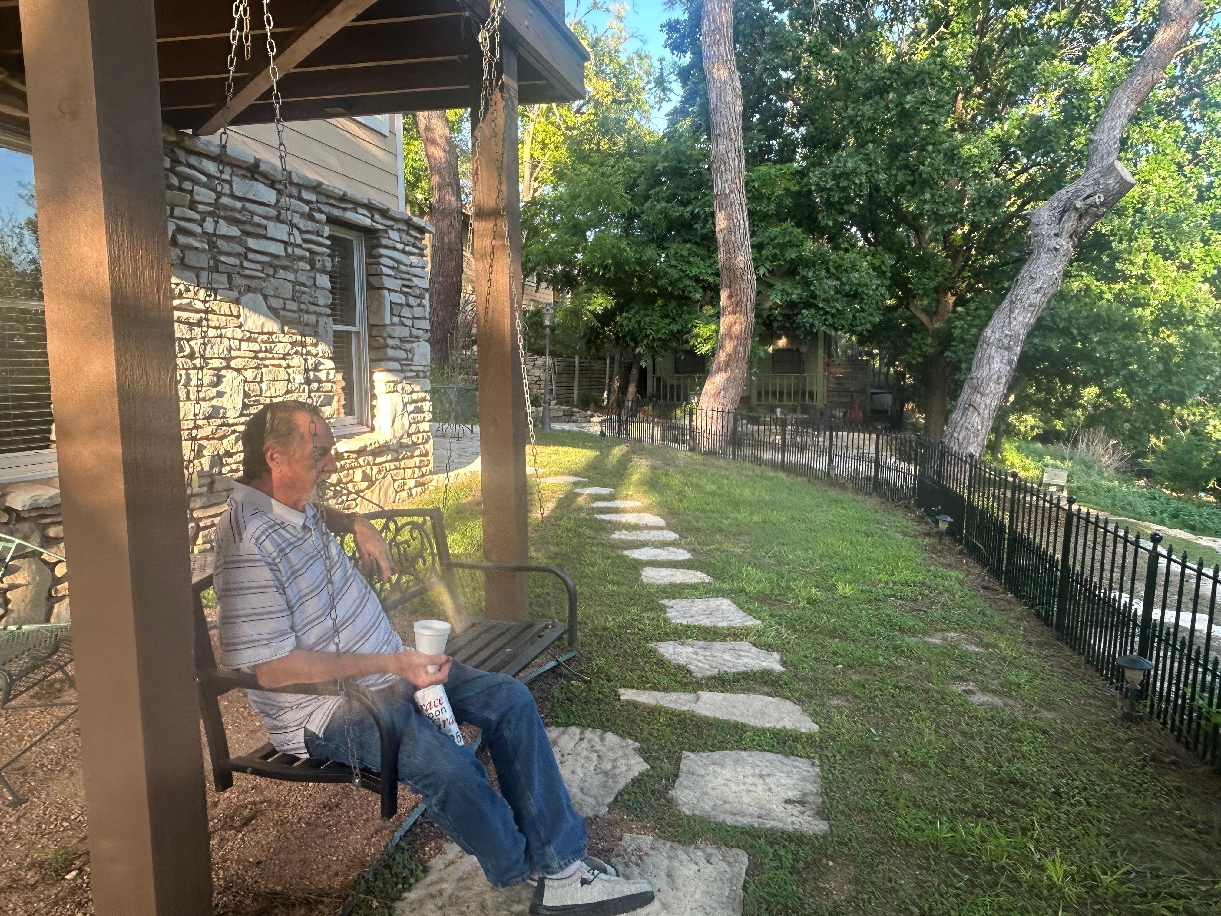 The porch swing was relaxing!