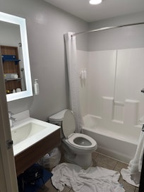 bathroom tiny but clean