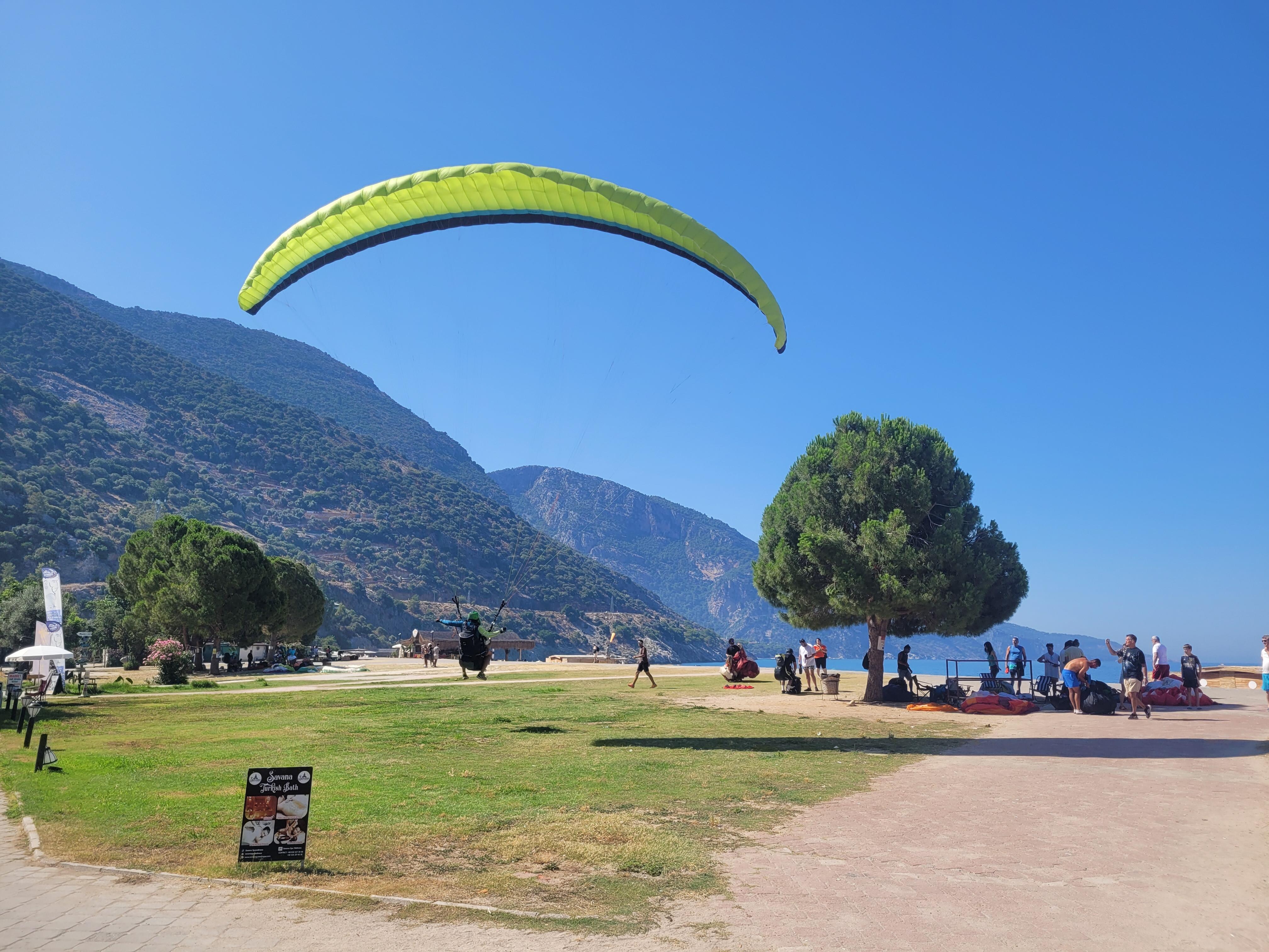 Paraglider landing strip adjacent to beach