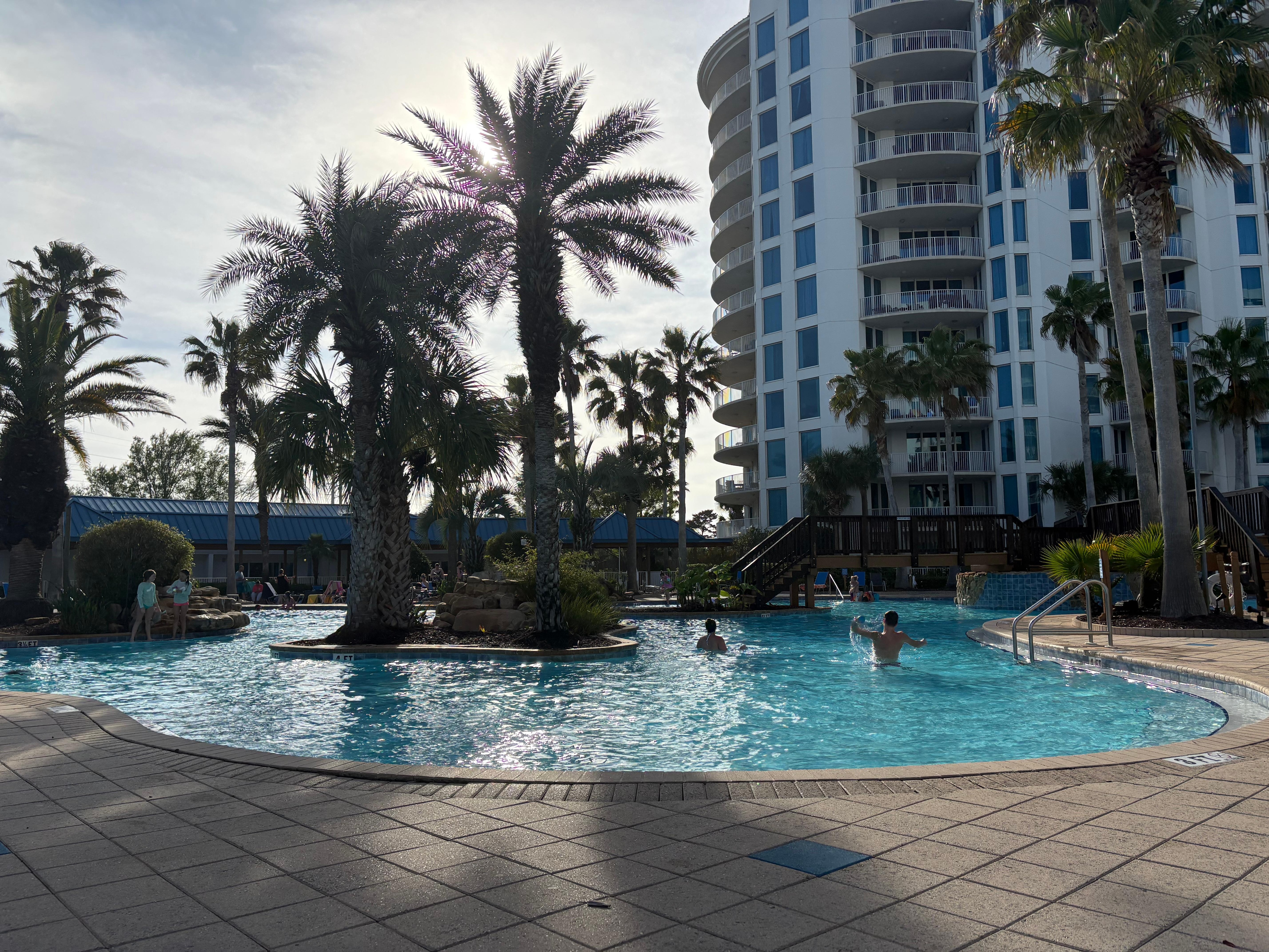View of balcony from poolside 
