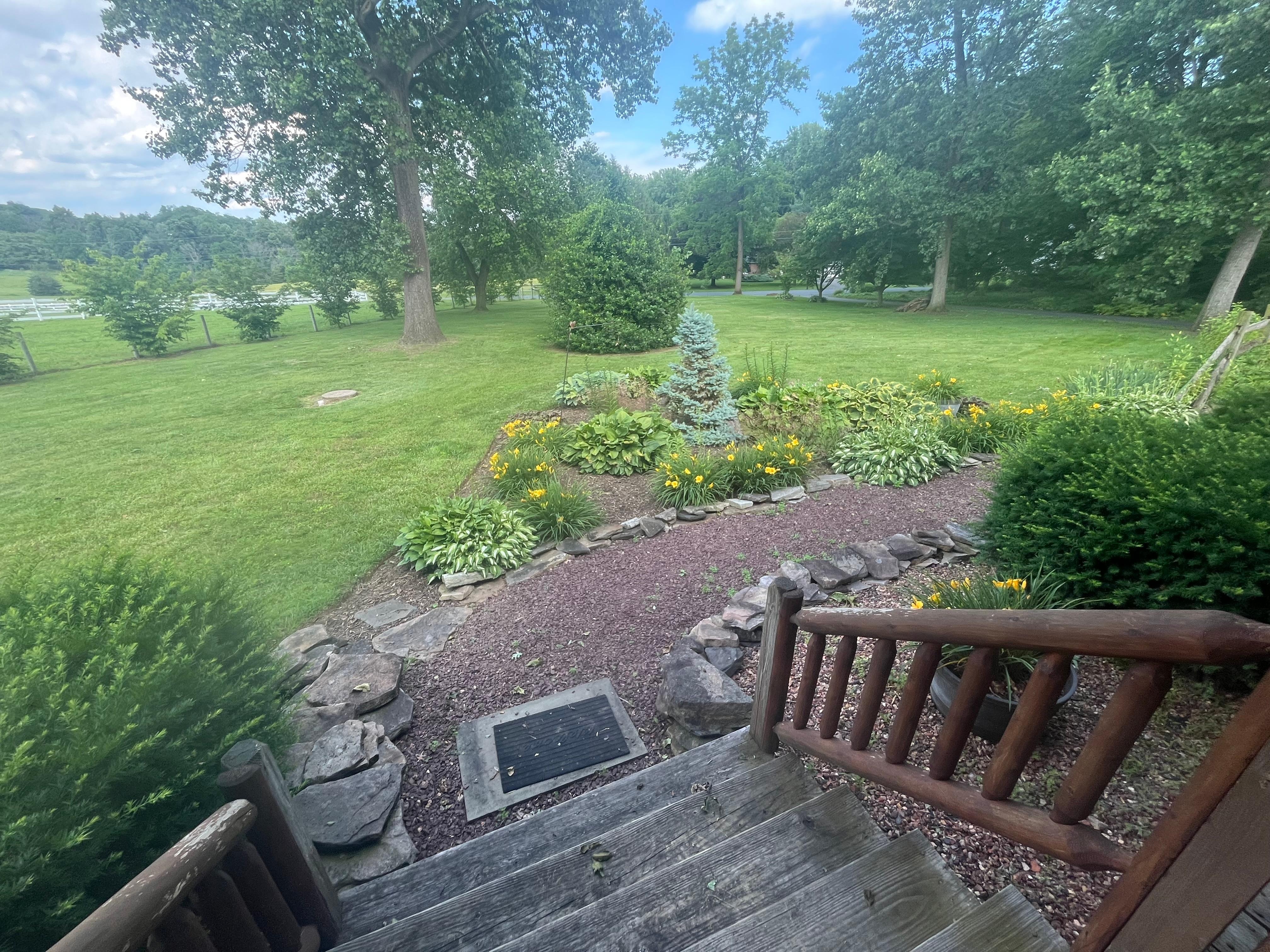 Serene view from covered porch