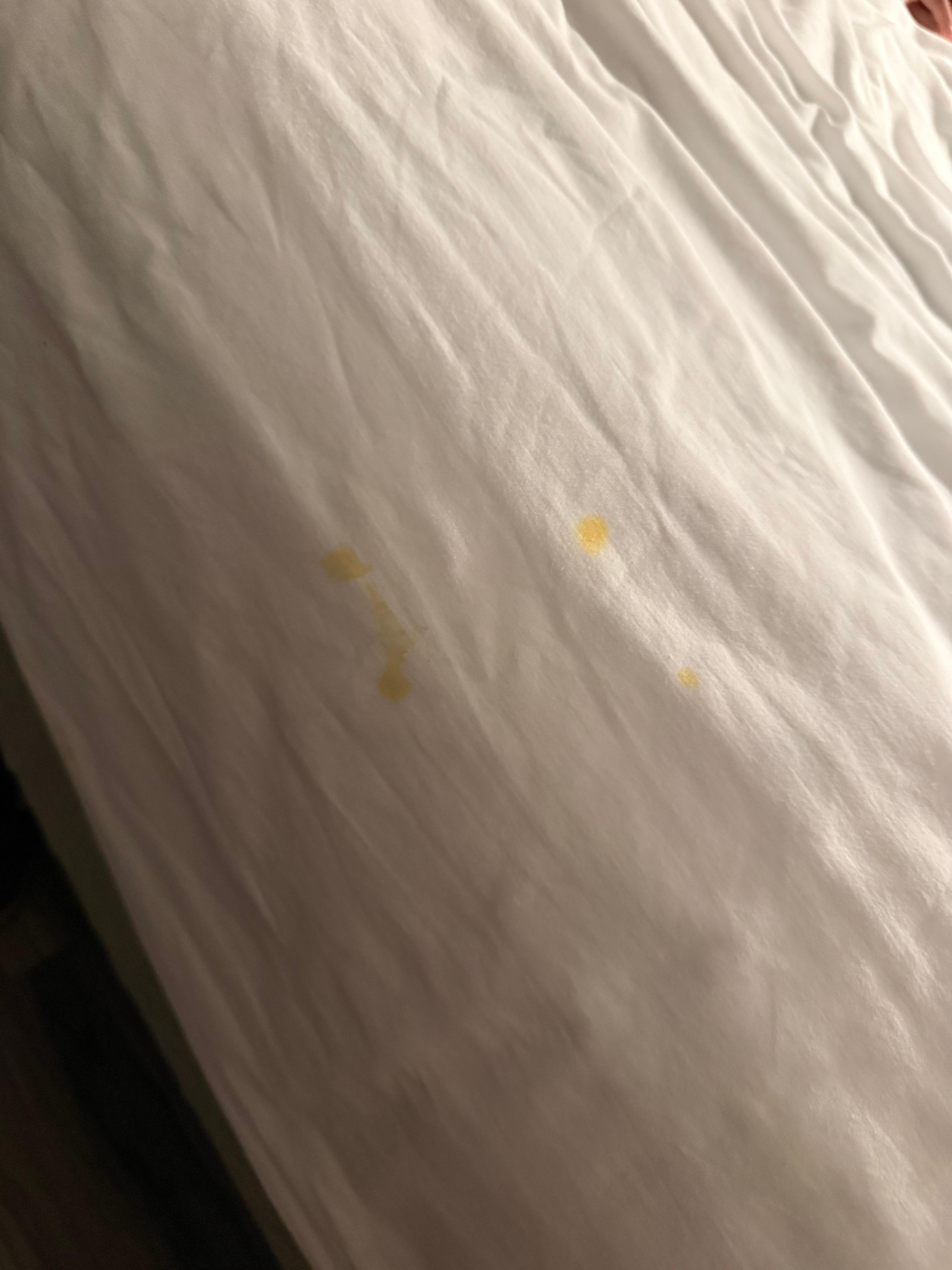 Orange residue on bed 