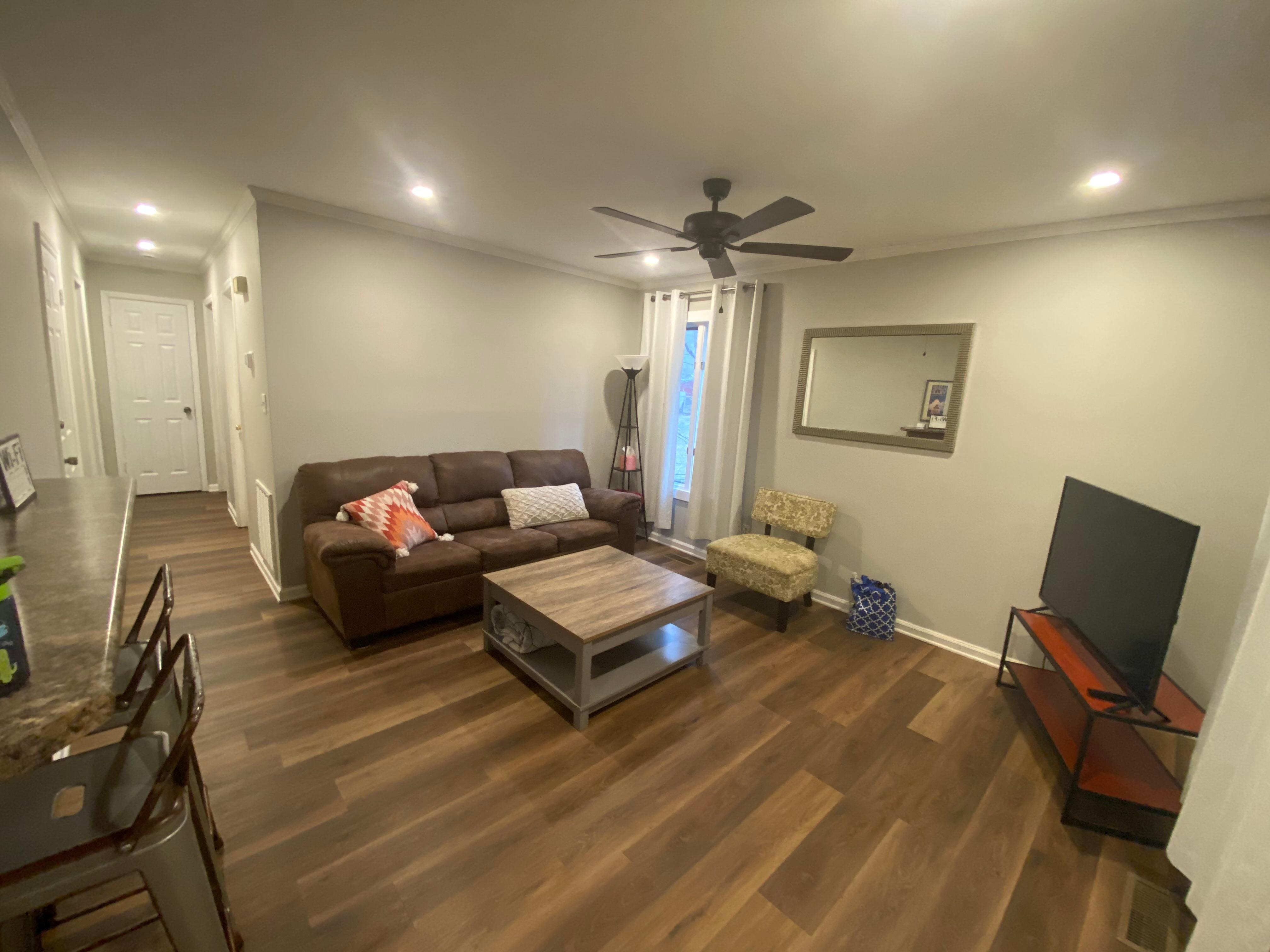 Cozy living room with smart tv.