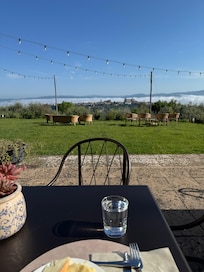 View from outdoor breakfast table