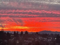 Sunrise from the living room balcony.