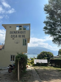 Entrance from the street. We stayed in the room above the hotel name with a beautiful view