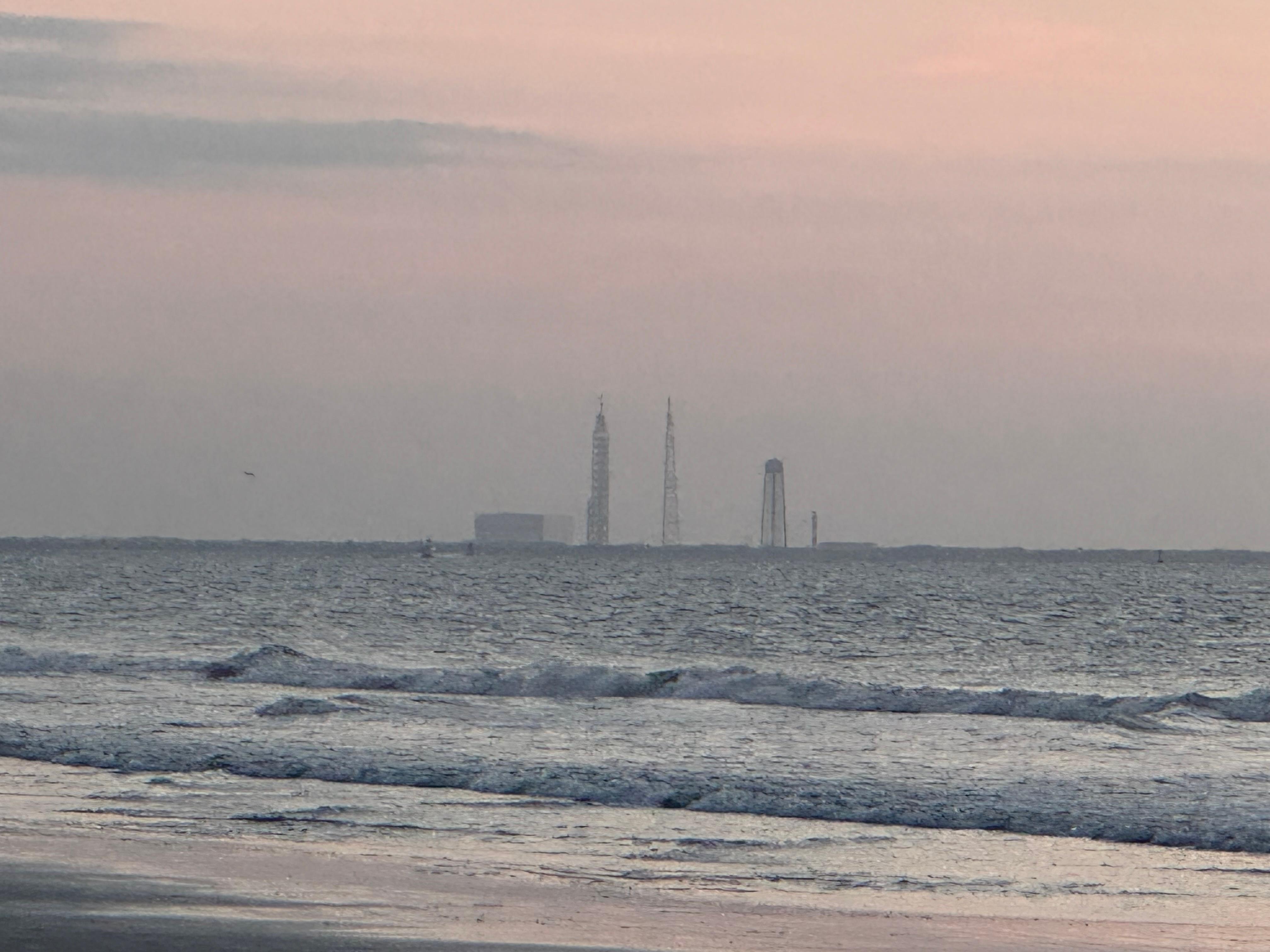 Watched a launch from Kennedy Space Center on the beach