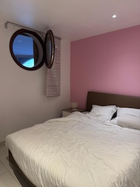 When I addressed my confusion with the property owner, she kindly let me know I could see the pool from my bedroom window. The other side of this window is a dining room, and outside of that dining room is the beautiful pool on the property