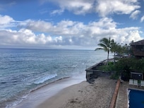 The sandy beach directly accessible from the condo.
