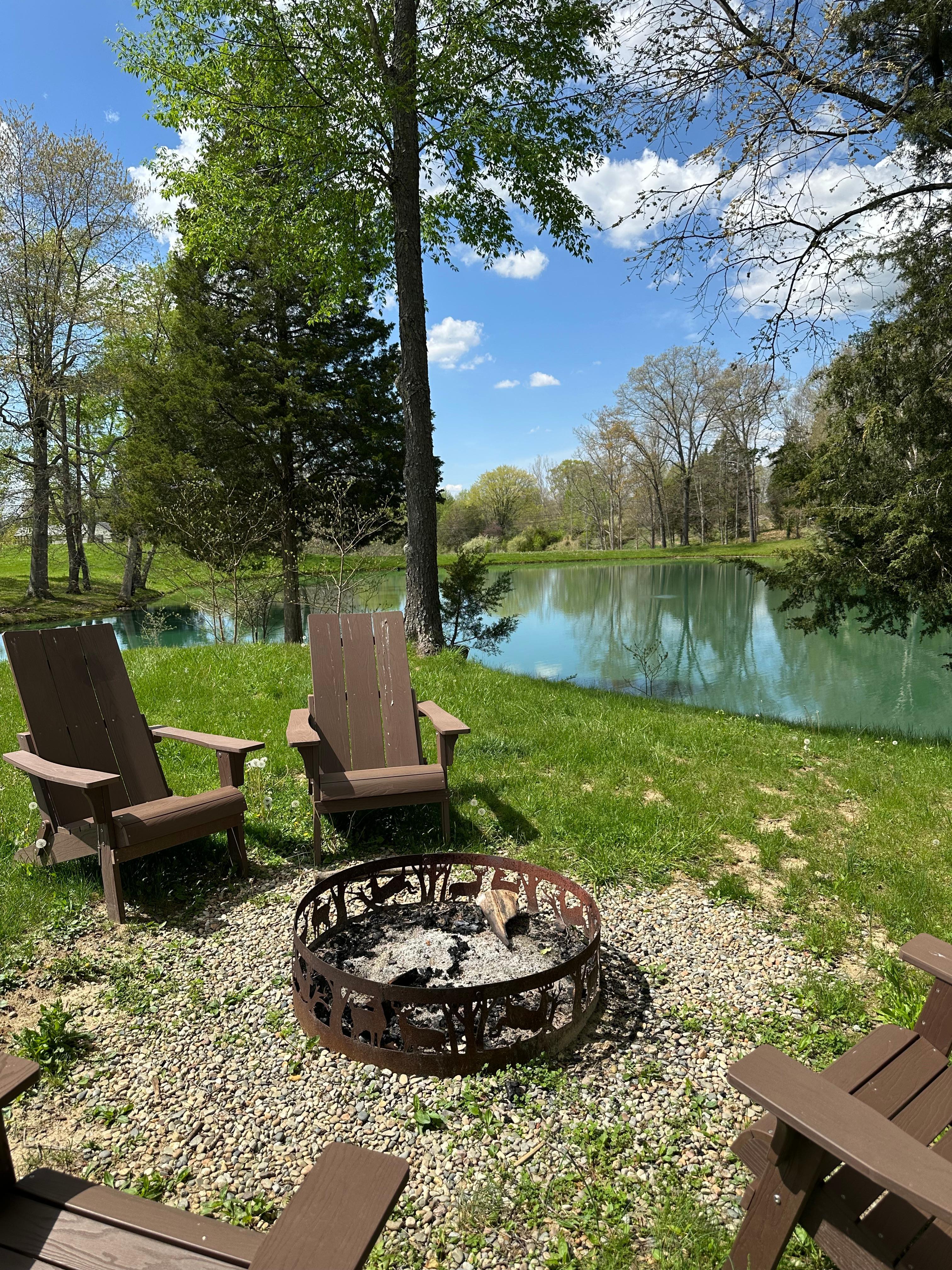 campfire circle near the pond
