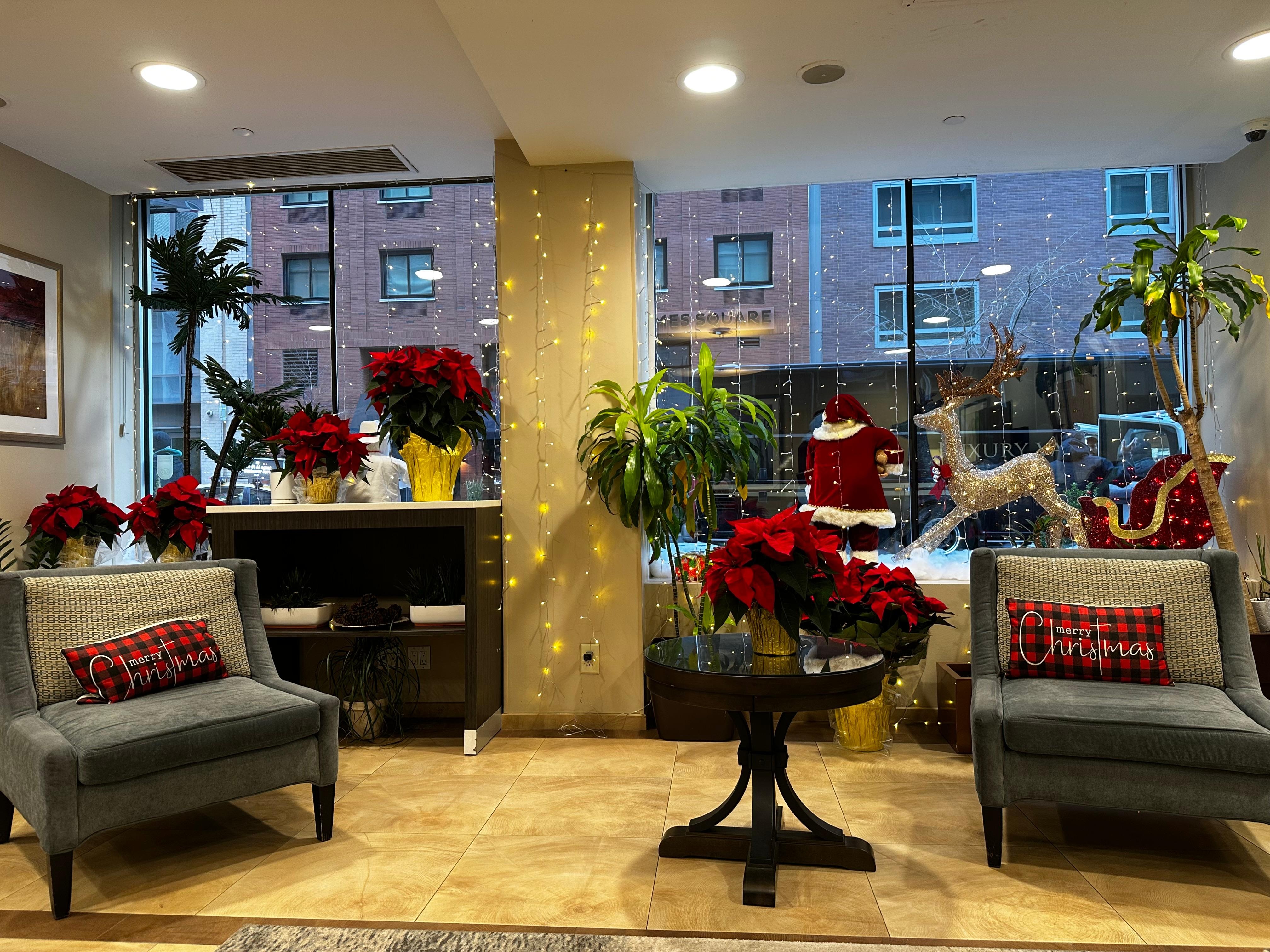 Hotel lobby at Christmas 