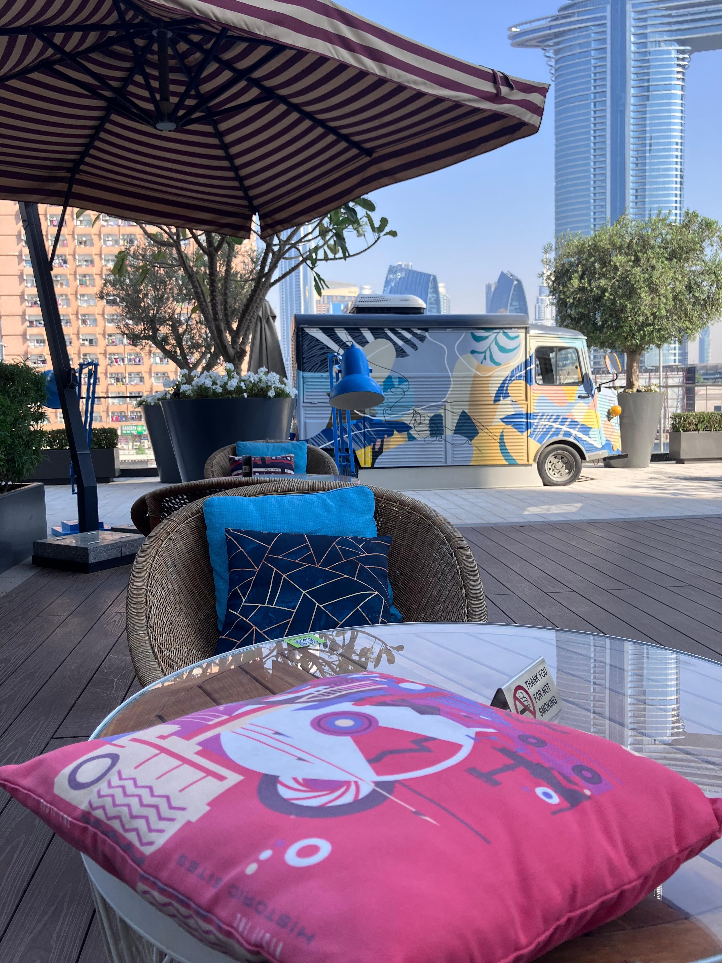 View from exterior lounge at hotel🤠