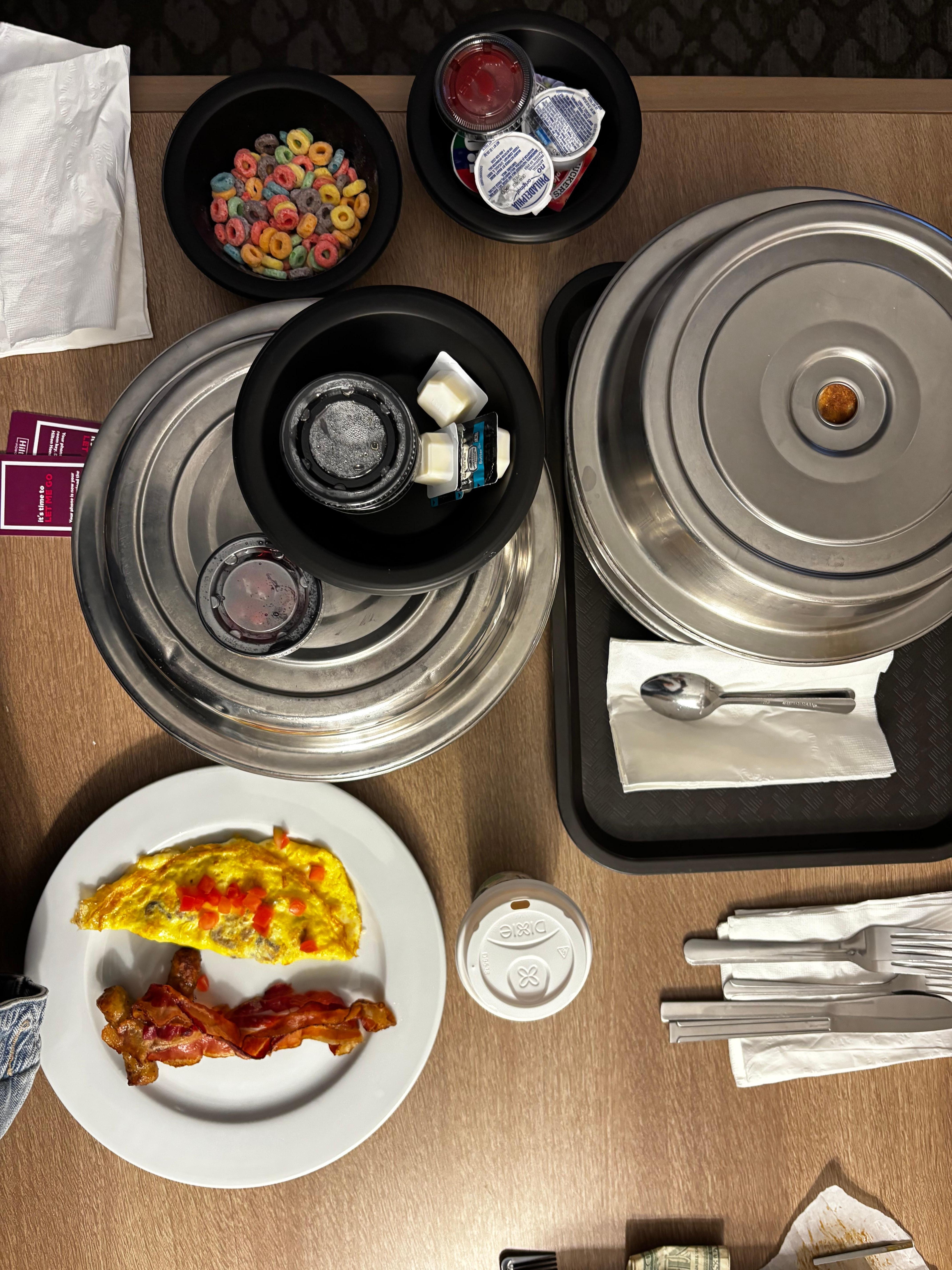 Breakfast I brought to the room for my husband and son. 