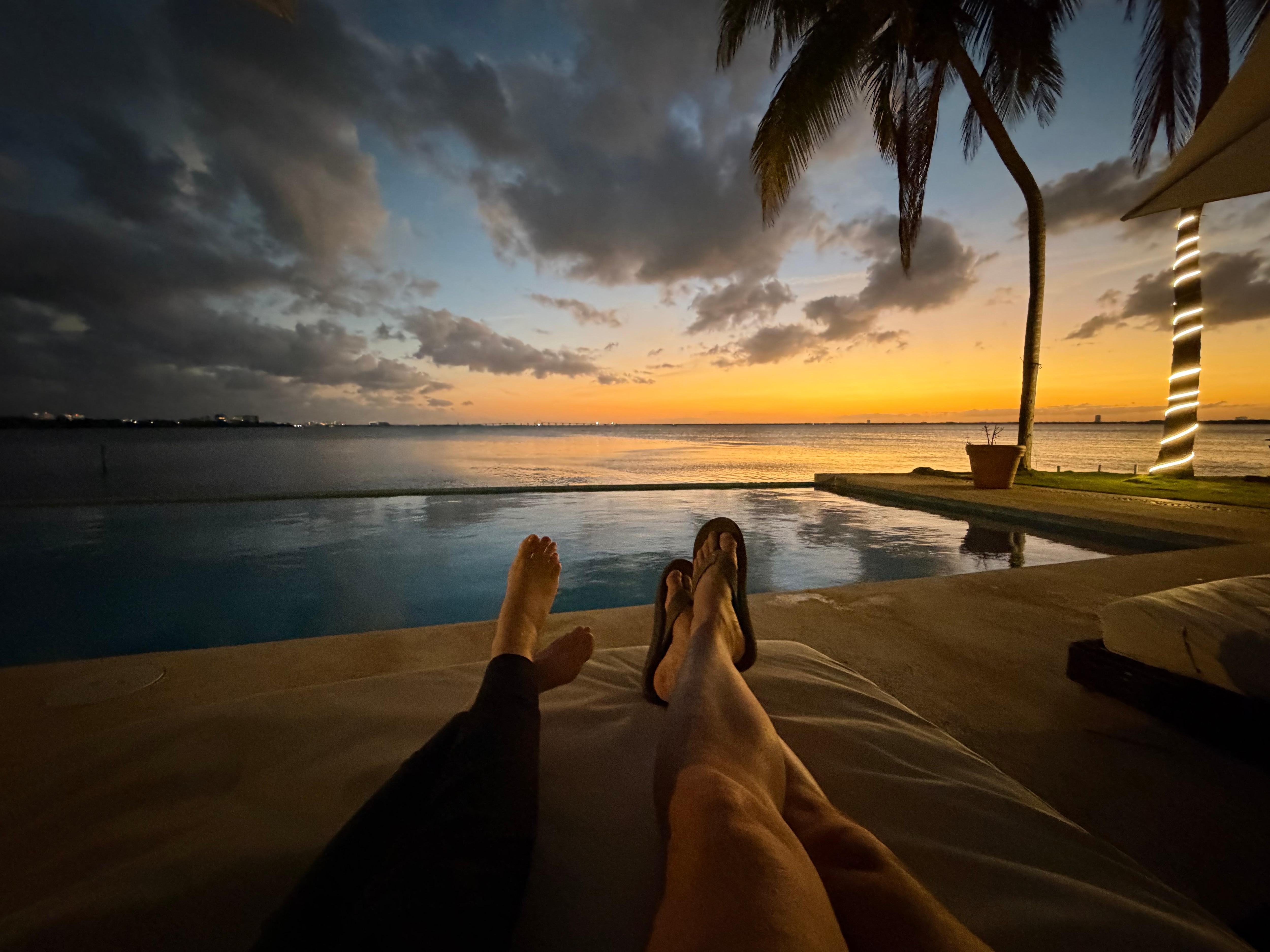 The view from the garden and pool