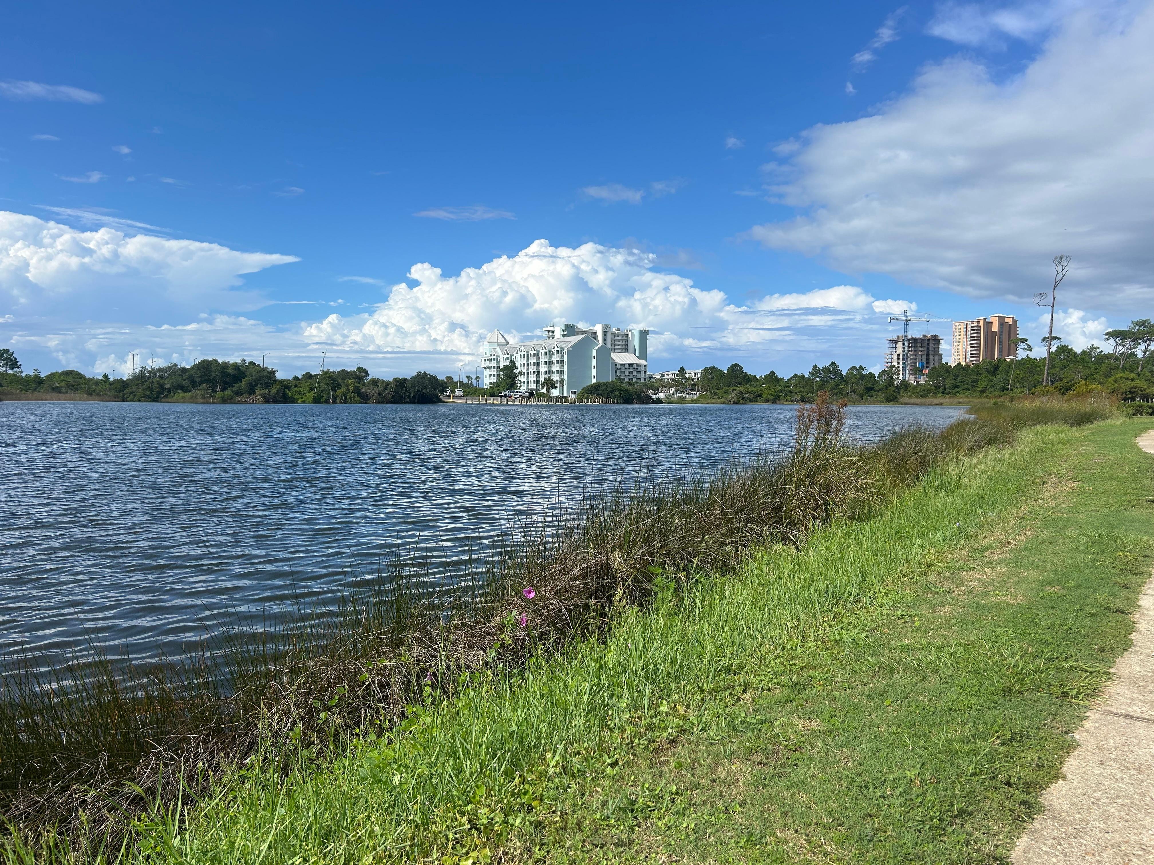 Picture of condo from the trail along the bay