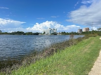 Picture of condo from the trail along the bay