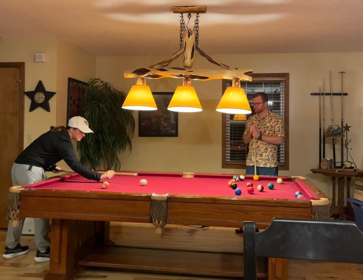 A friendly billiards competition. 