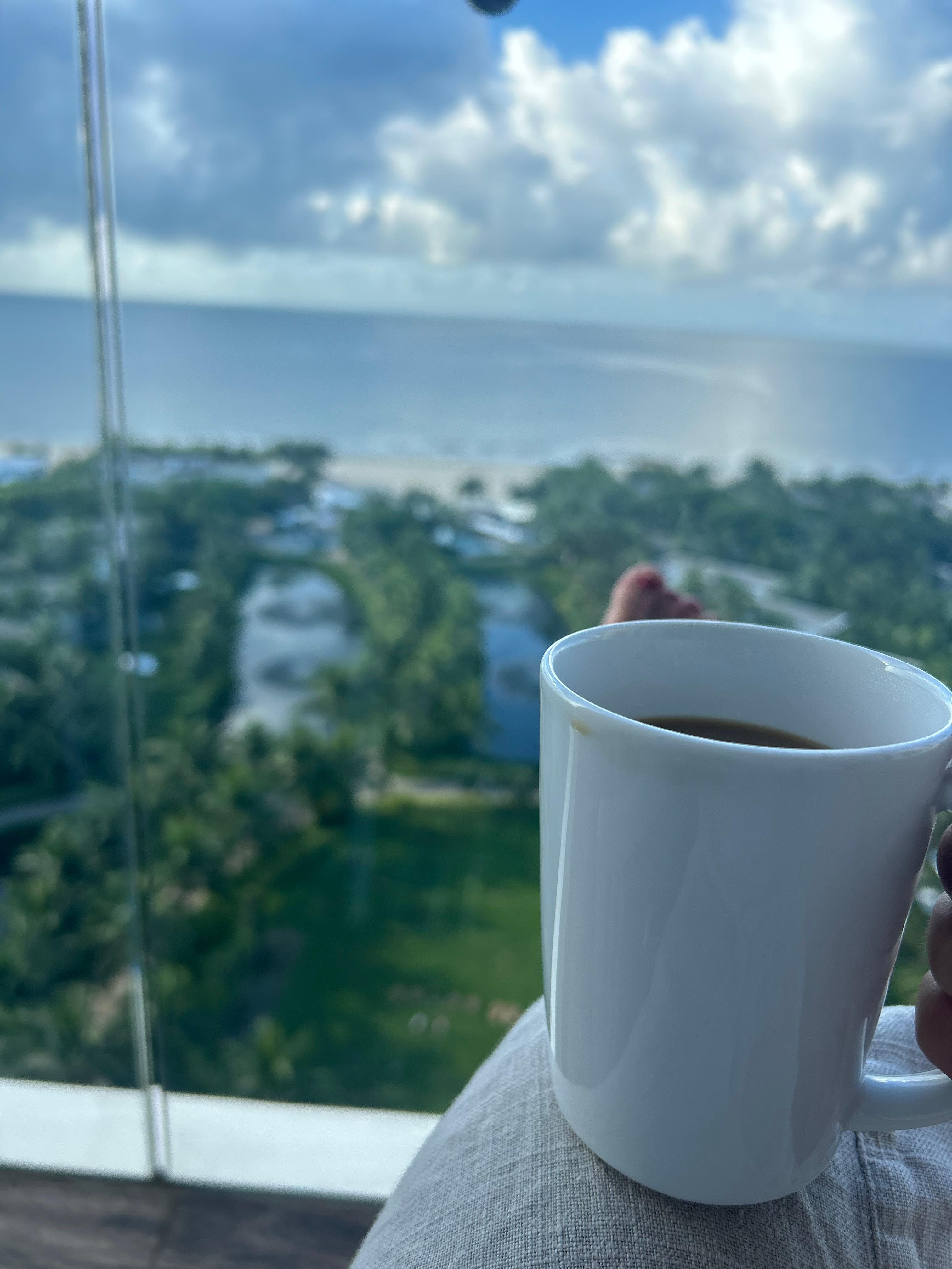 Great ocean views for morning coffee. 