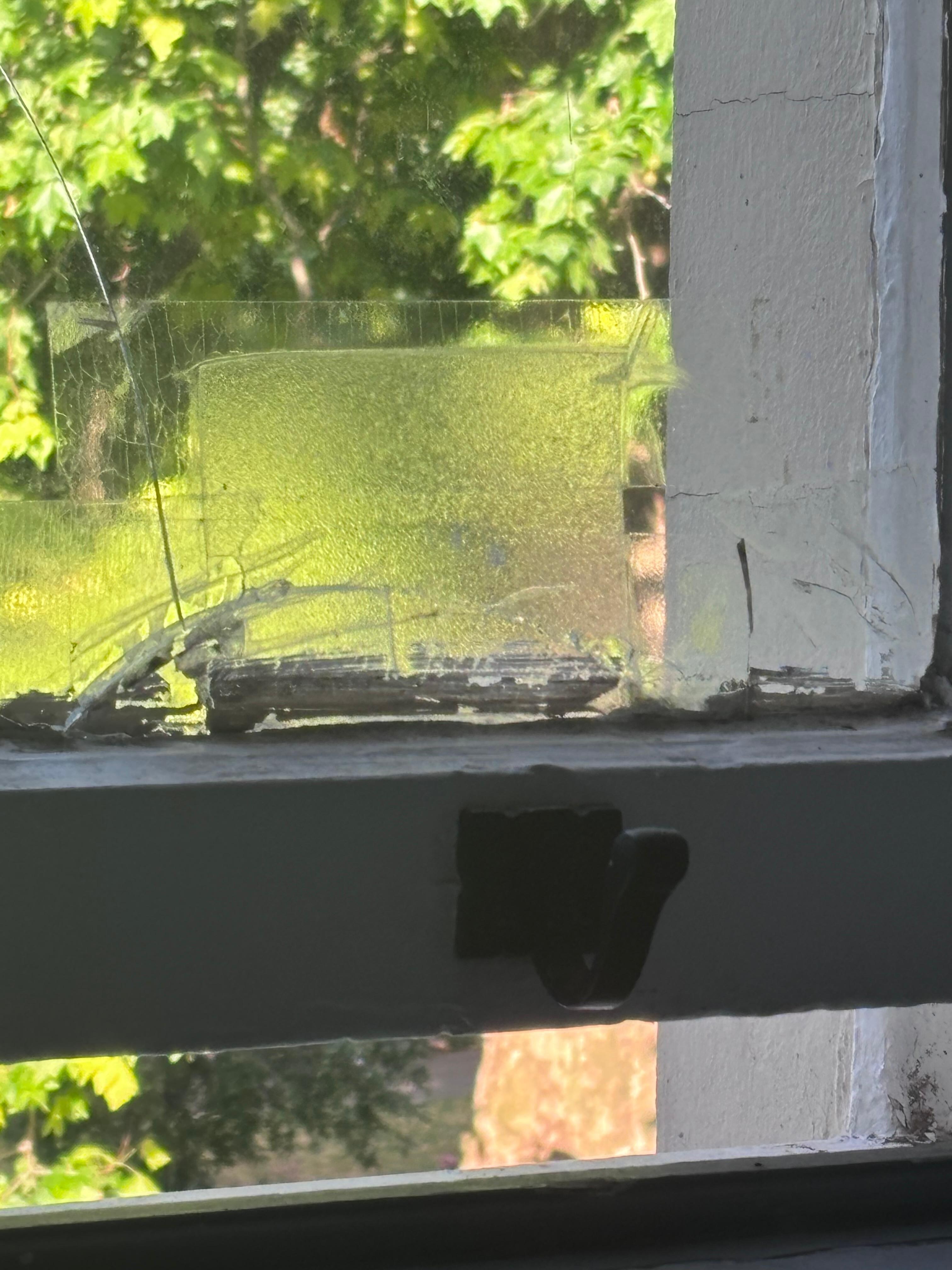 Broken filthy window