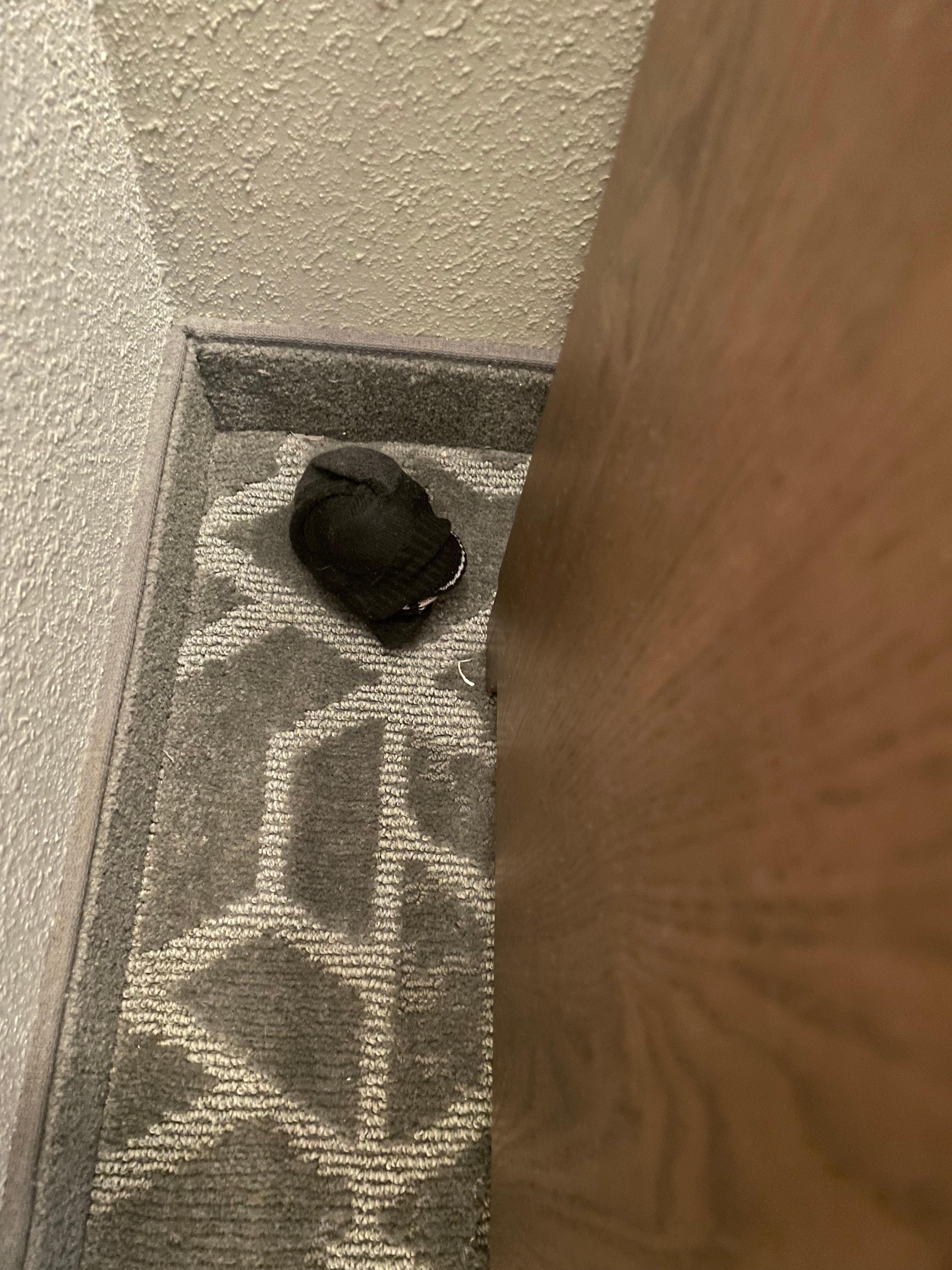 Dirty sock from previous guest