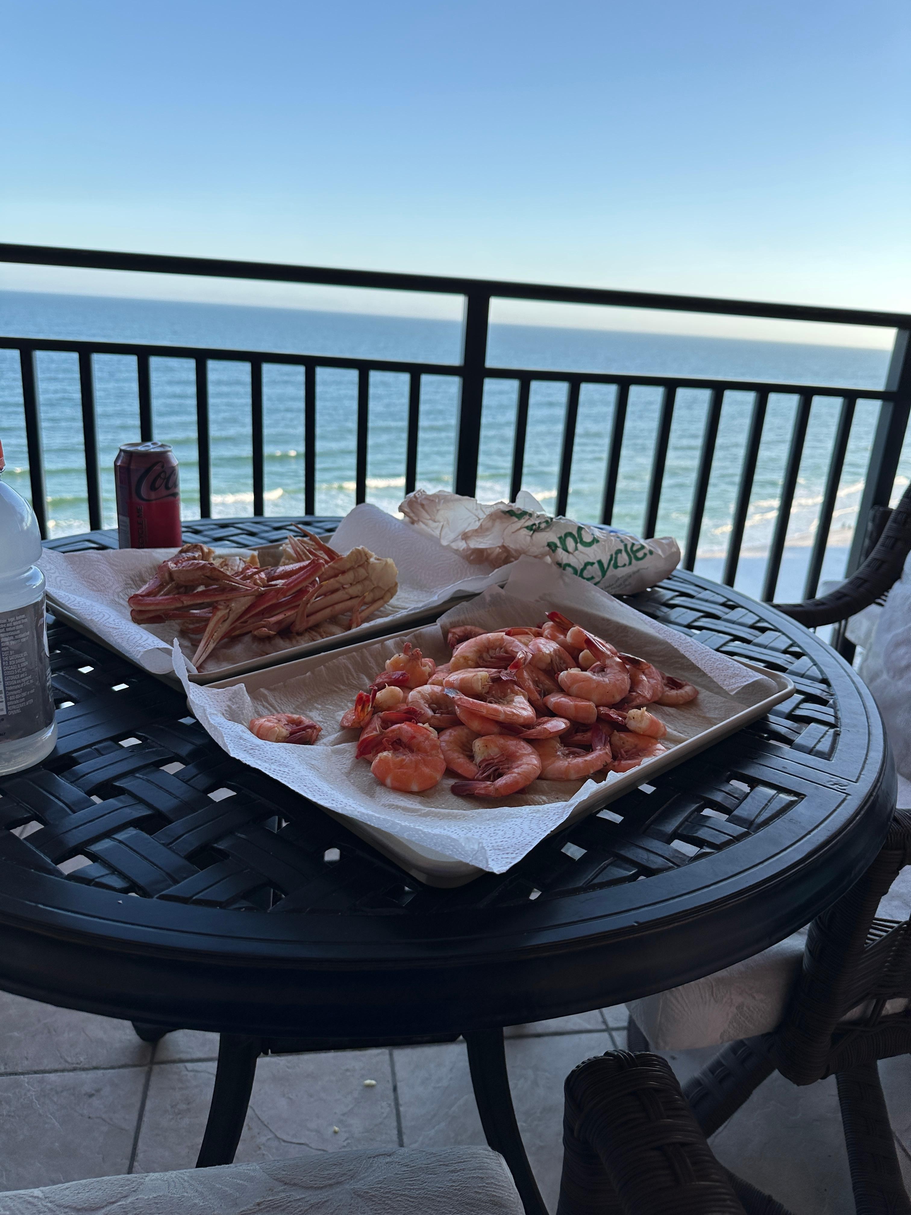 Getting steamed seafood at Publix and enjoying the views.  