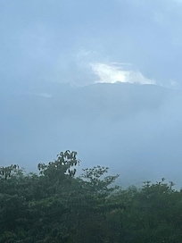 Grandfather Mountain shrouded in the clouds