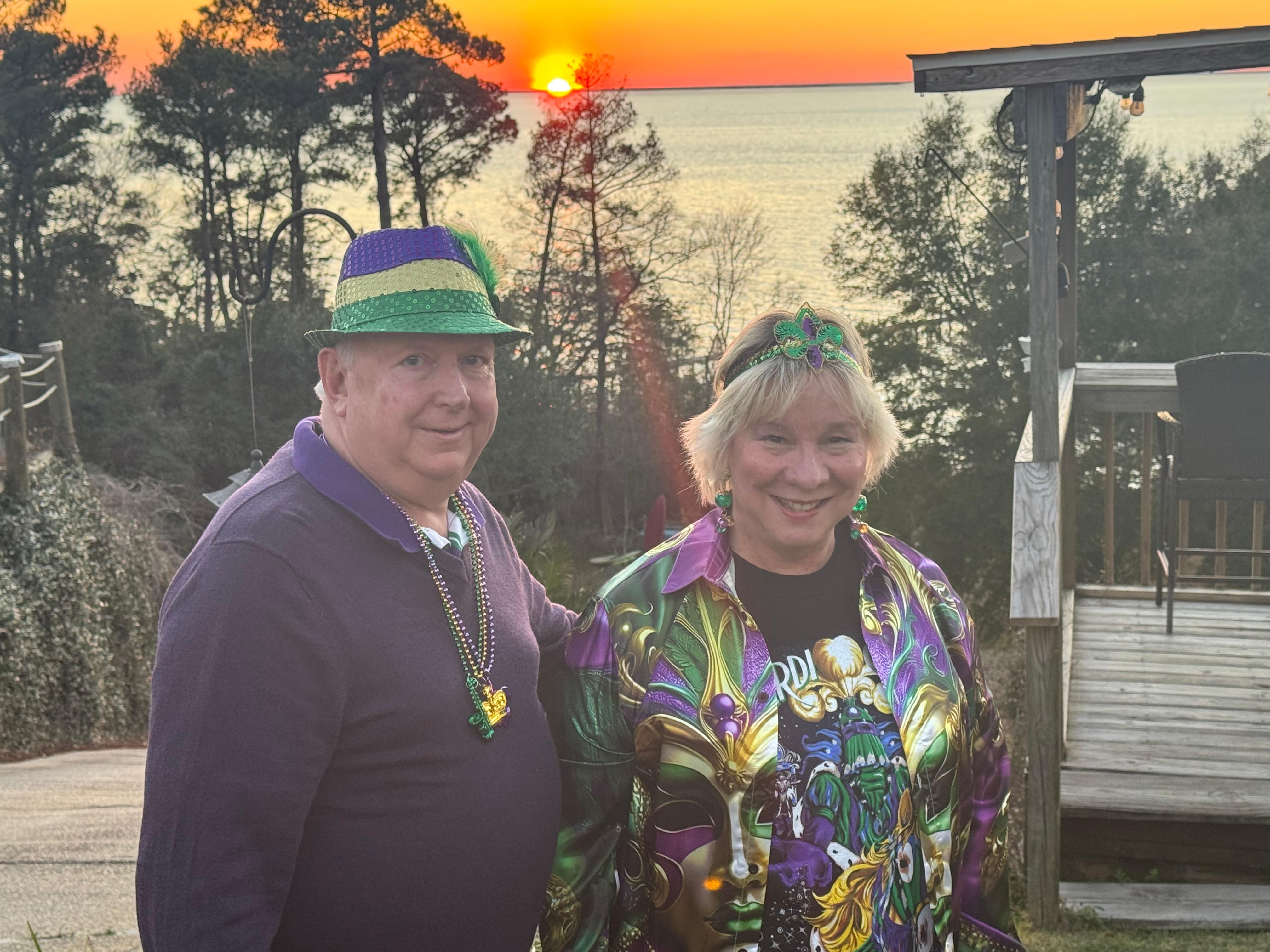 Ready for the Fairhope Mardi Gras parade-thanks for the Driver tip Gerry was great getting us in, around & out 