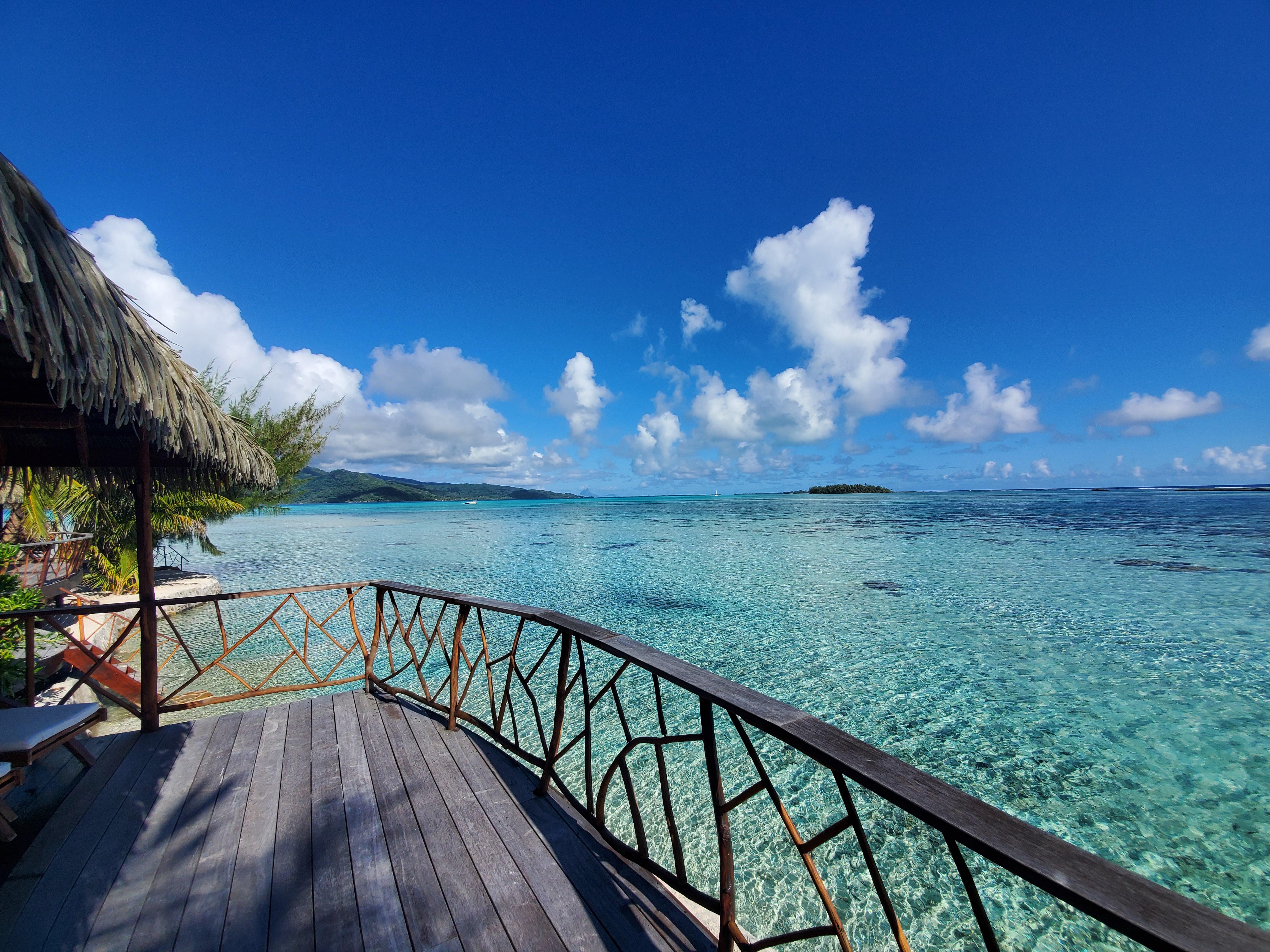 View from our deck looking toward Taha'a and Bora Bora