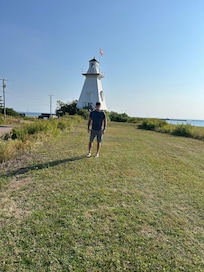 Lighthouse overlooking the beach.