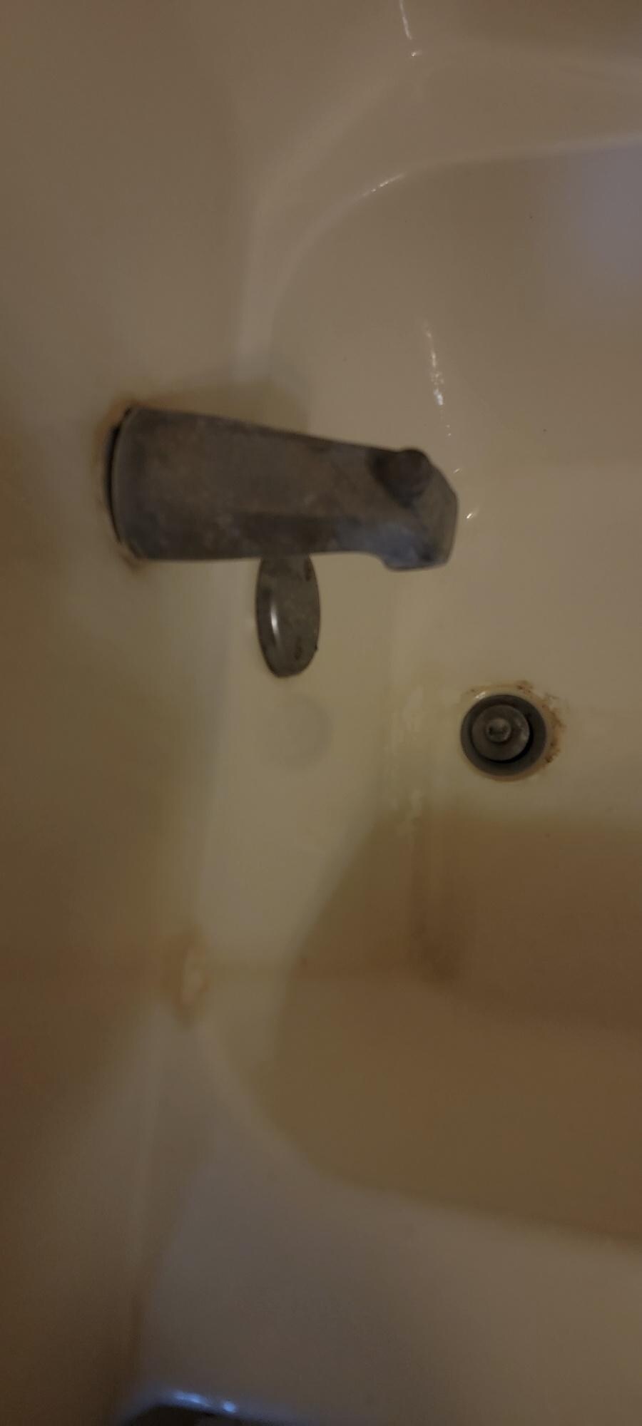 broken . dirty tub