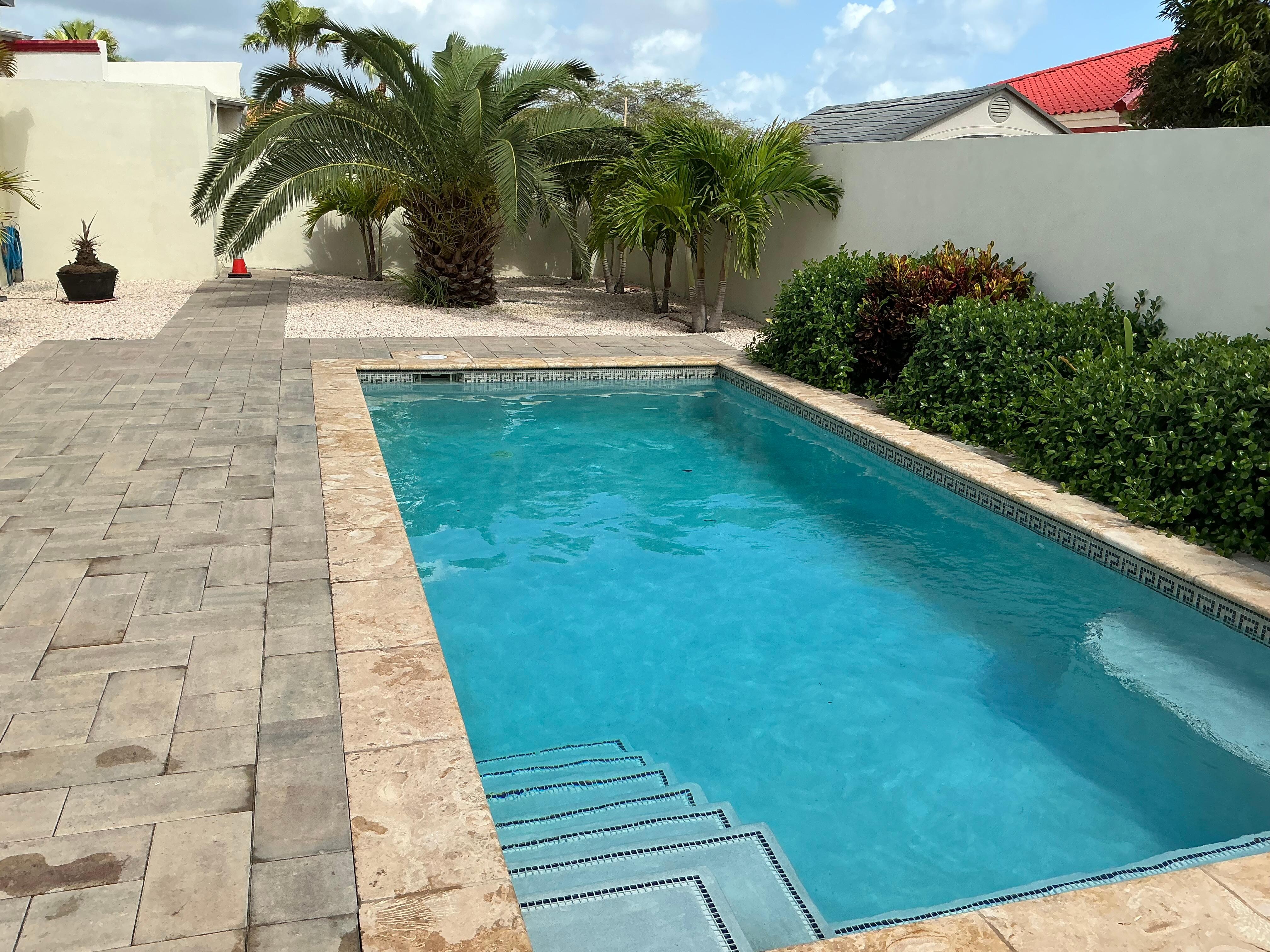 Pool area from covered patio