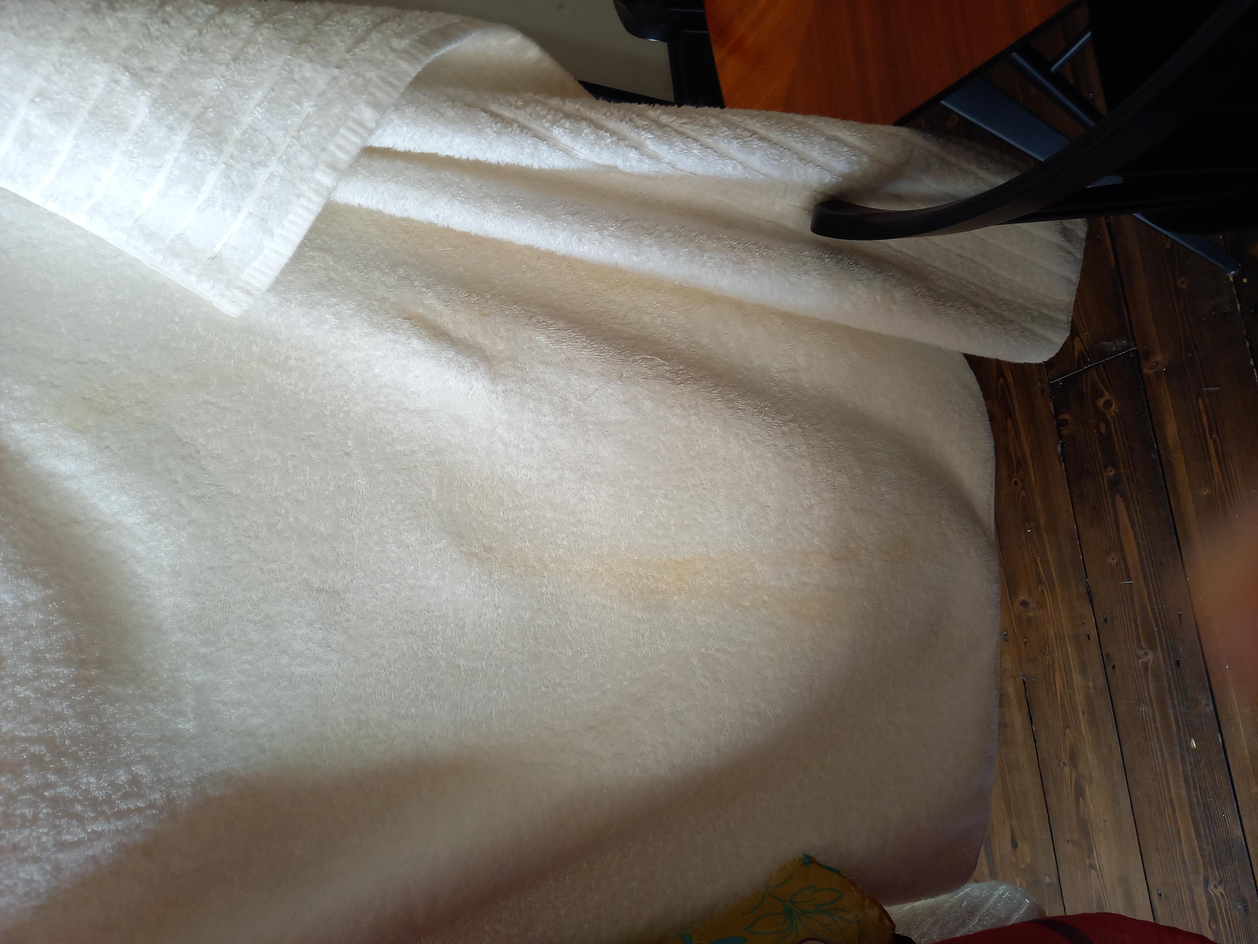 Photograph of the worse stained and badly smelling towel