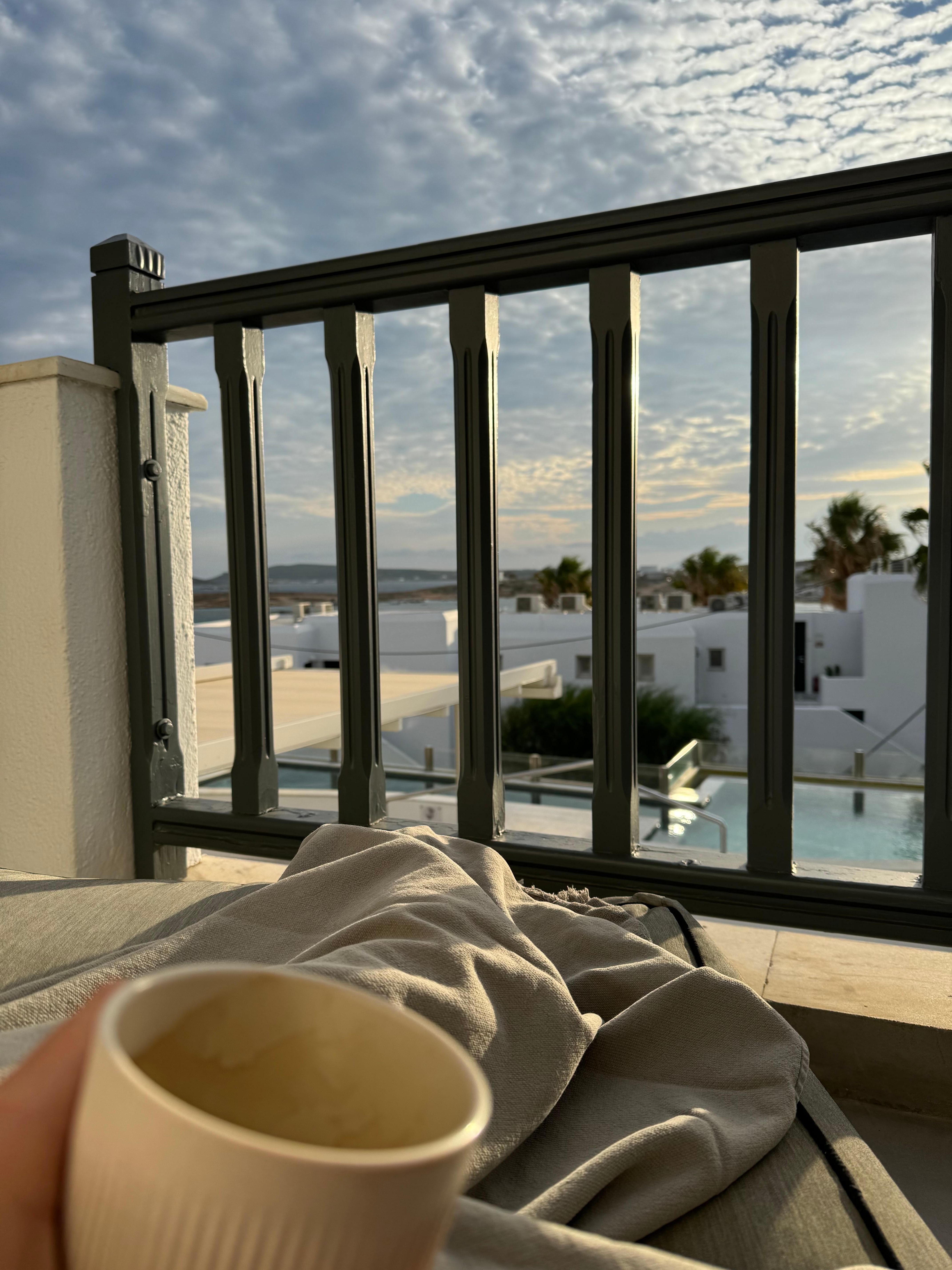 Comfy bean bag chair on the balcony