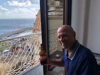 Enjoying a Peroni in Room 4