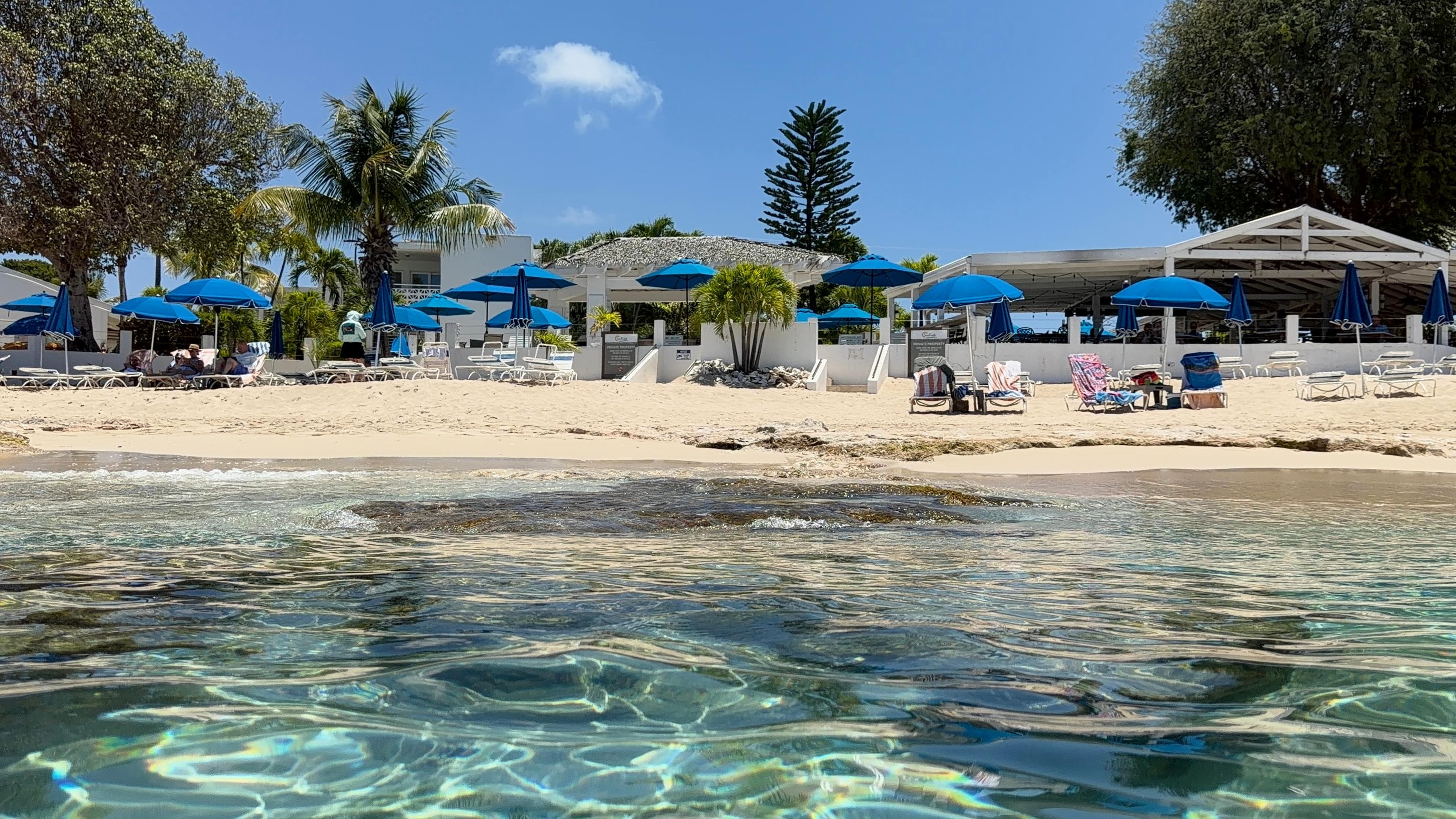 View of the property from the water, the restaurant is on the right