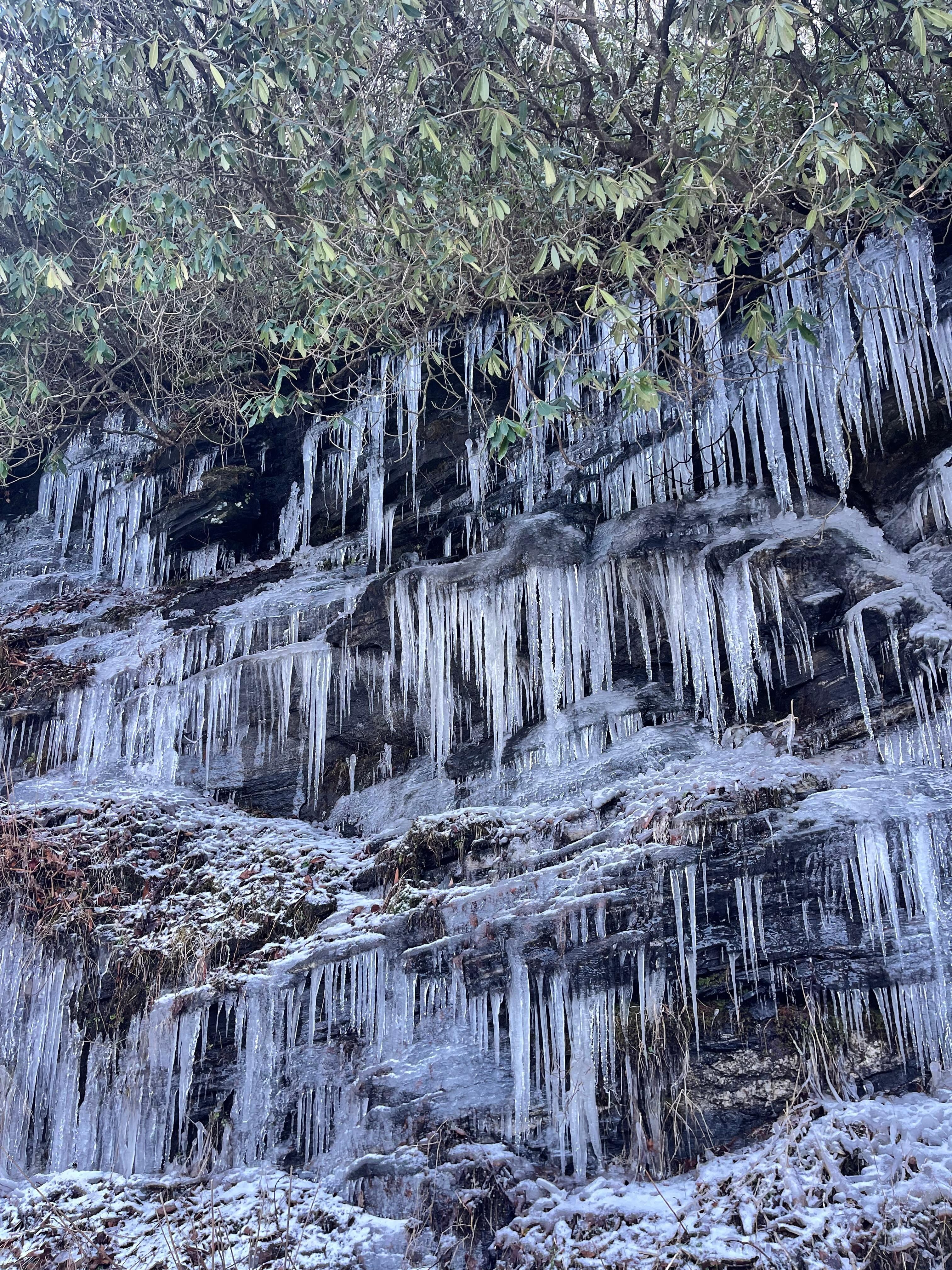  Icicles on nearby cliff  