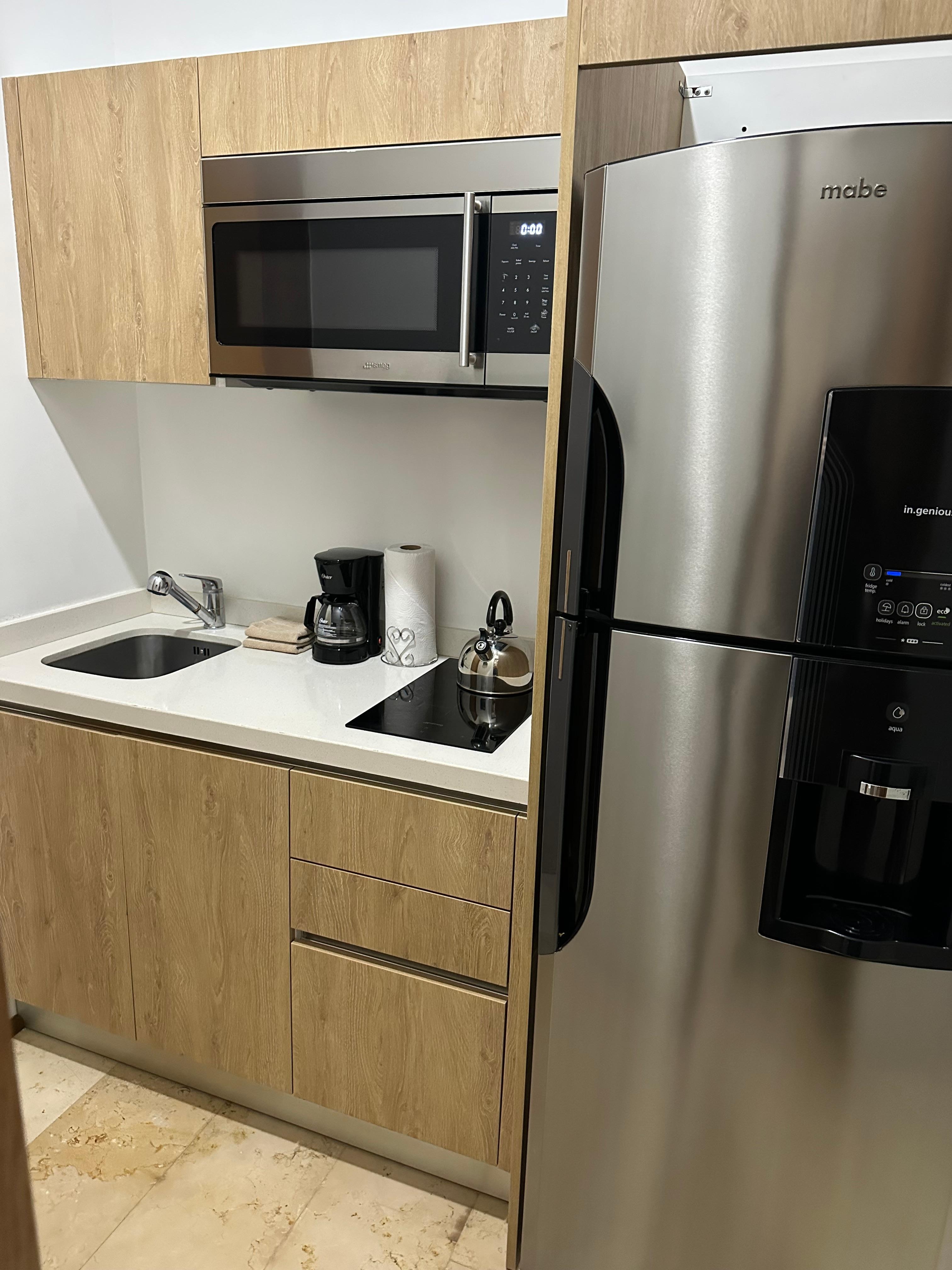 Kitchen and fridge were handy as was blender in the deawer