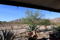 Sitting on the porch.