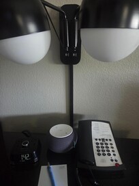 Wall lamps, USB connections and a really cool ocean white noise sound machine.