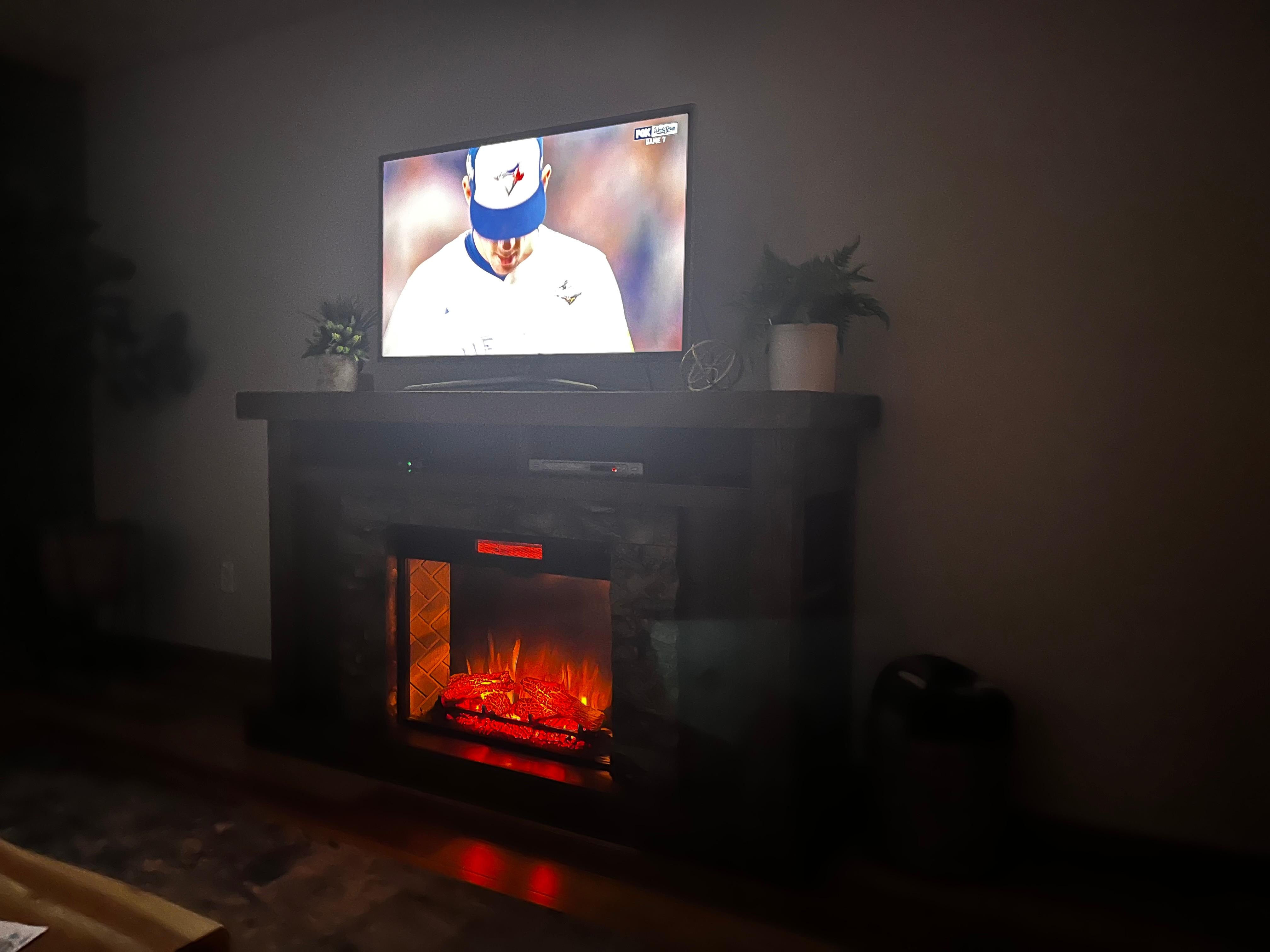 Electric fireplace in living area was a nice touch.