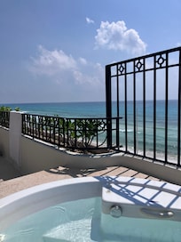 Oceanfront Balcony and hot tub