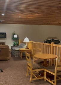 Second floor has a small place to sit and have a coffee with the person that you love and a bookshelf 😍