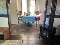 Back door of boxcar removed and dining/kitchen/pantry added on!