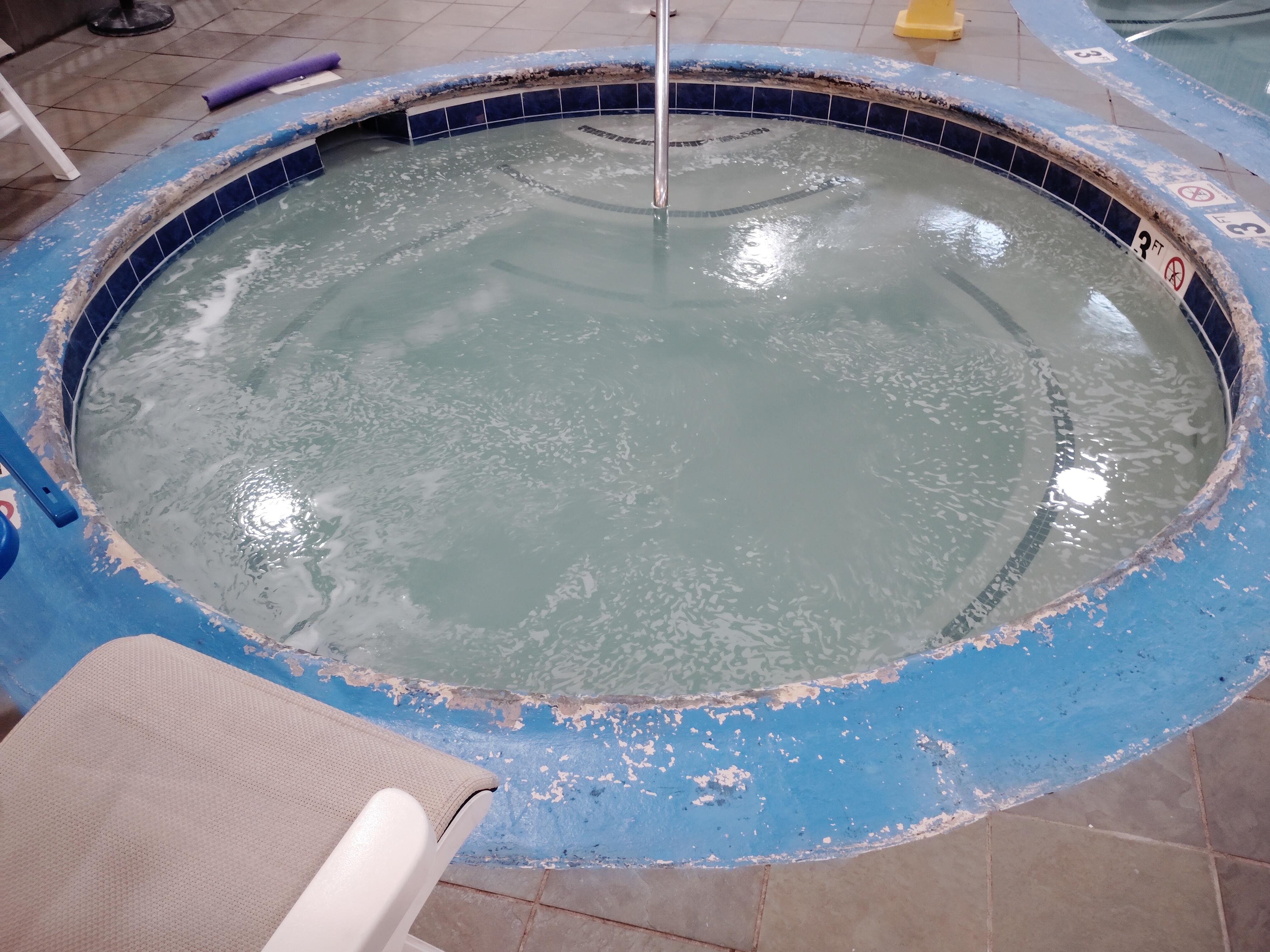 Hot tub in the morning ... BEFORE people get in it.