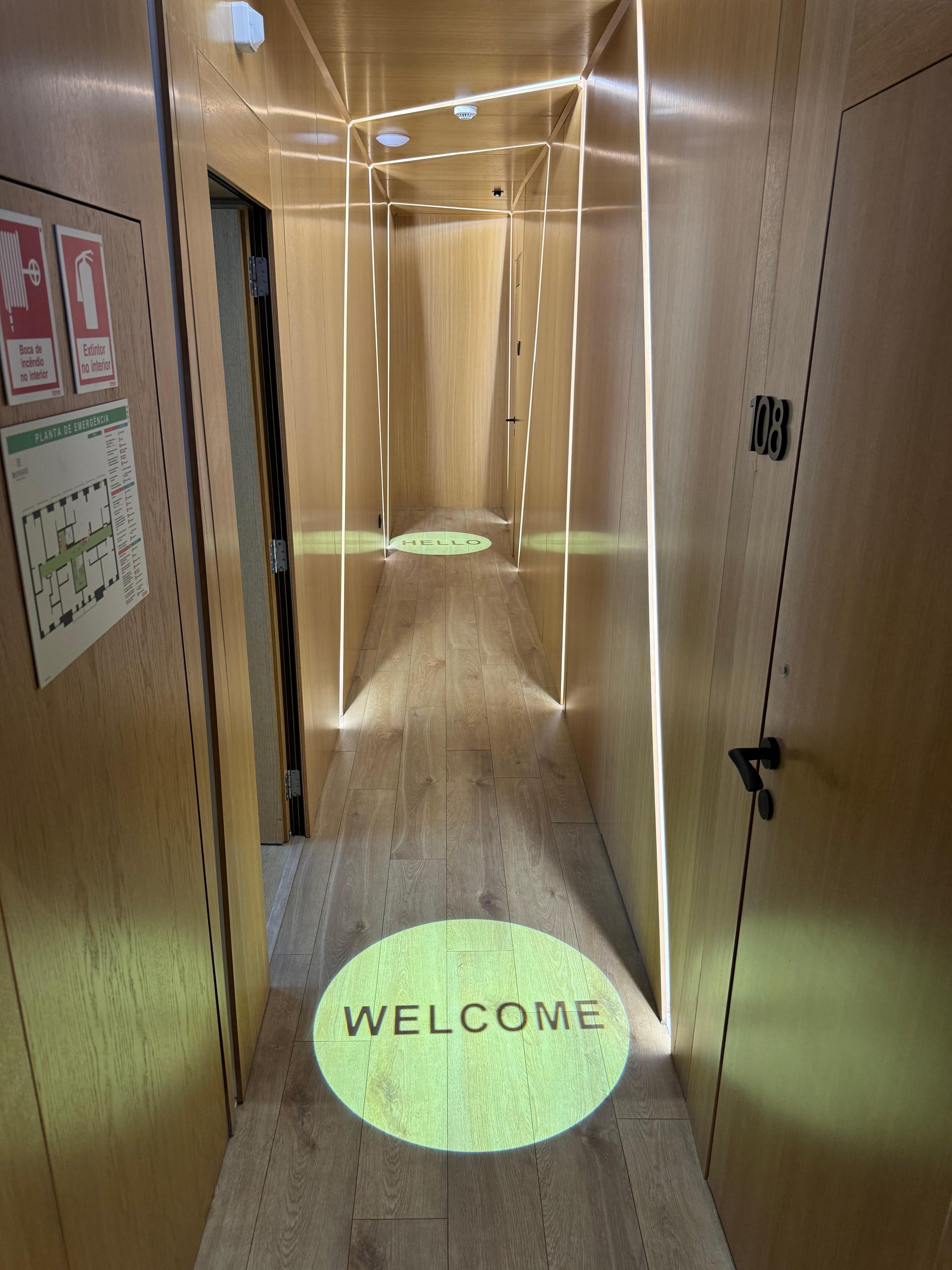 The hallways are fun with all the accent lighting.