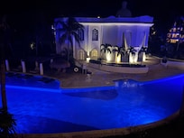 Night view from balcony facing spa